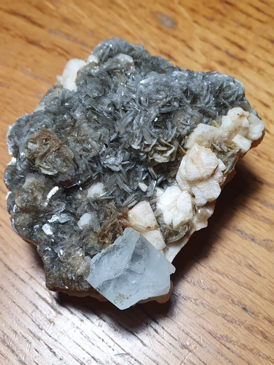Aquamarine Crystal on Sparkling Muscovite Mica Matrix...