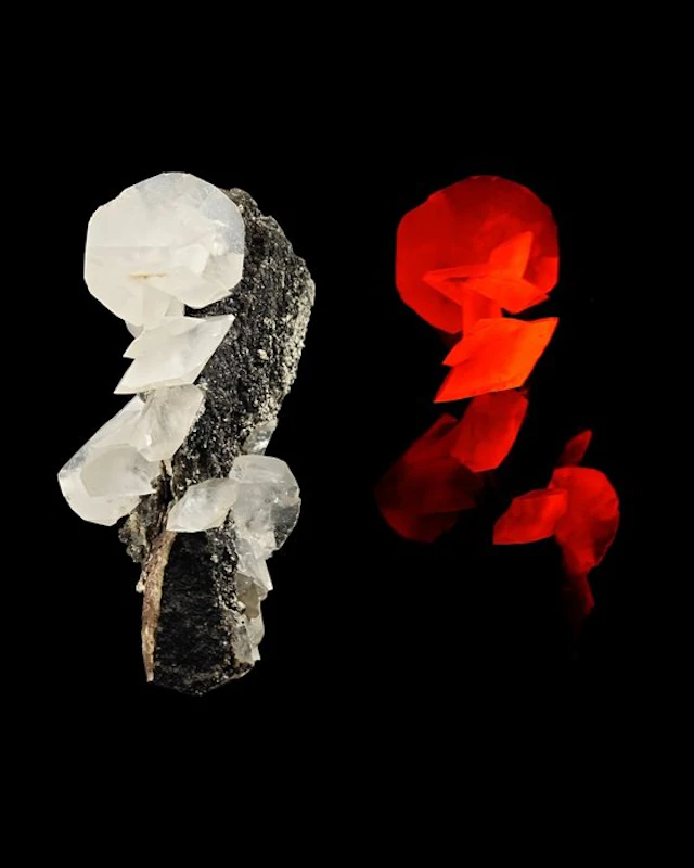 WHITE FLUORESCENT CALCITE aesthetic with CUBIC FLUORITE