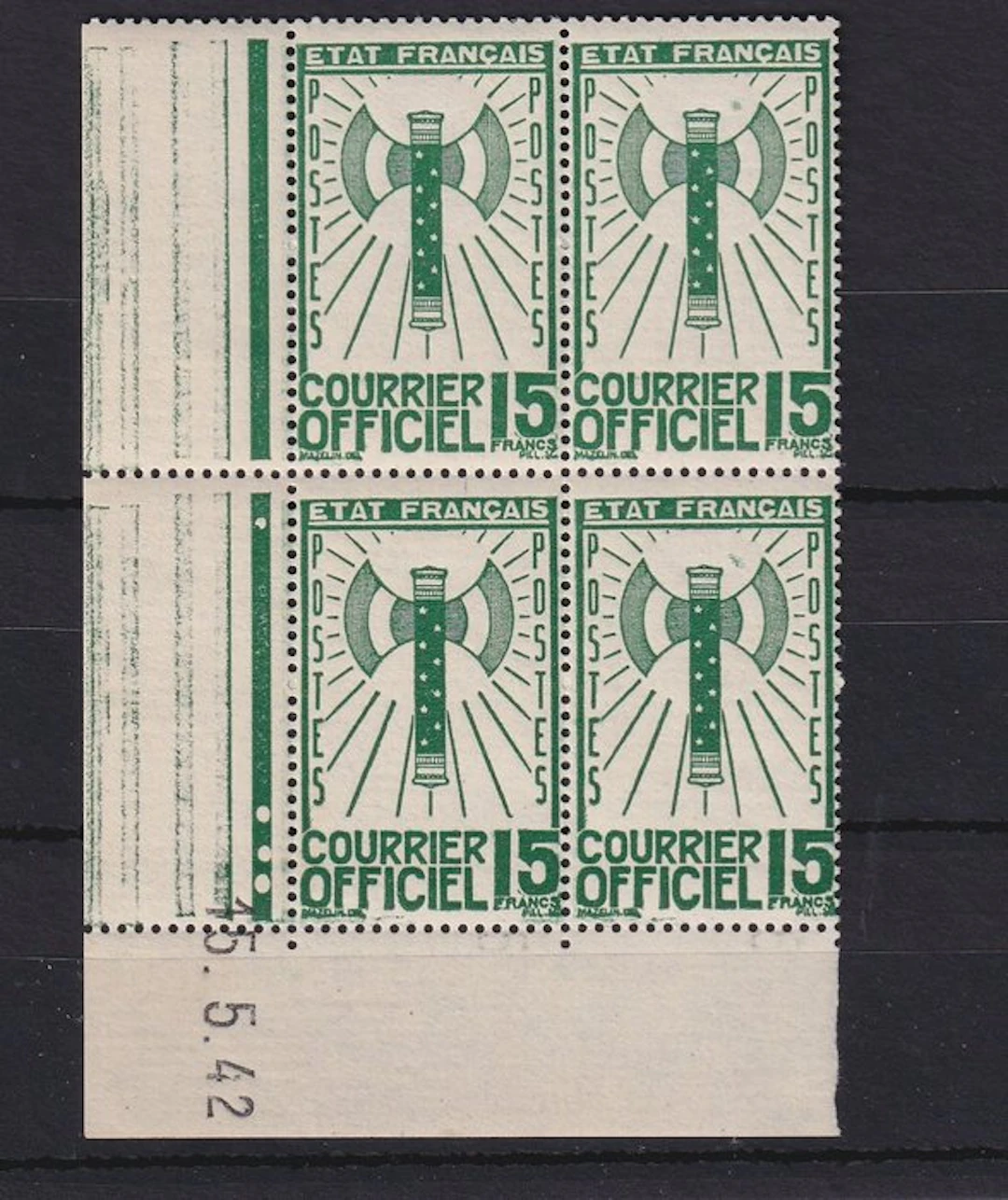 France 1943 - rare coin daté francisque du 15f - Yvert n°14