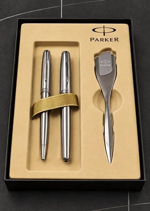 Parker - Sonnet Flighter CT Stainless Steel - Parure(x2)...