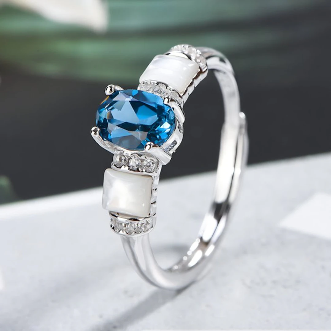 No reserve price - Ring Platinum, Gold-plated, Silver - 1.00ct. tw. Topaz