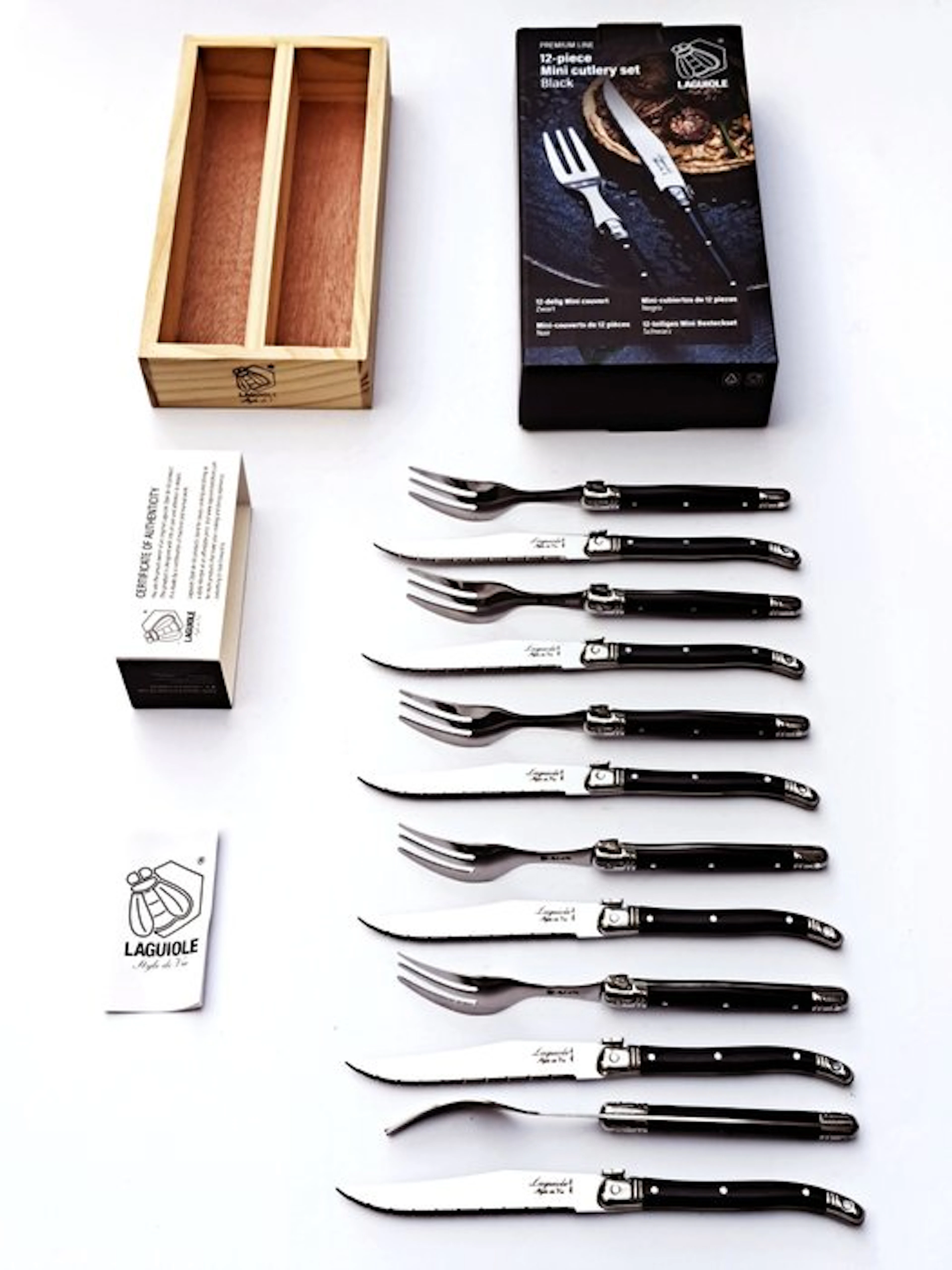 Laguiole - 12 pieces petit fours Cutlery set - 6x forks...