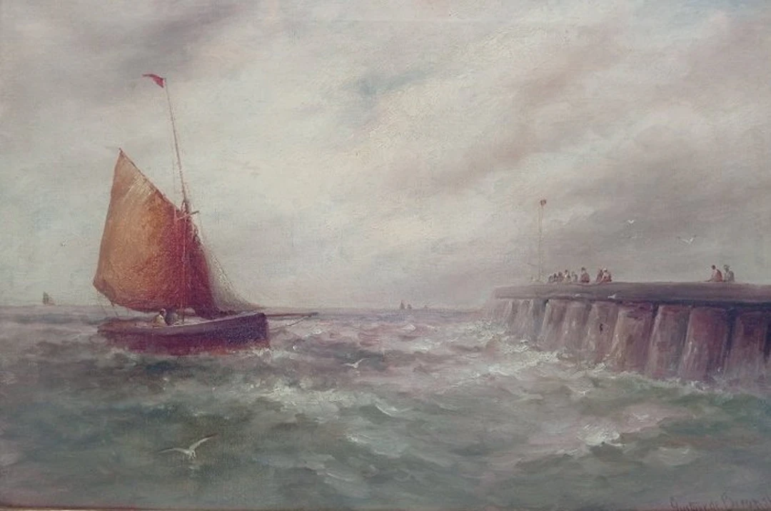 Gustave de Breanski (c.1856-1898) - Paisaje marino