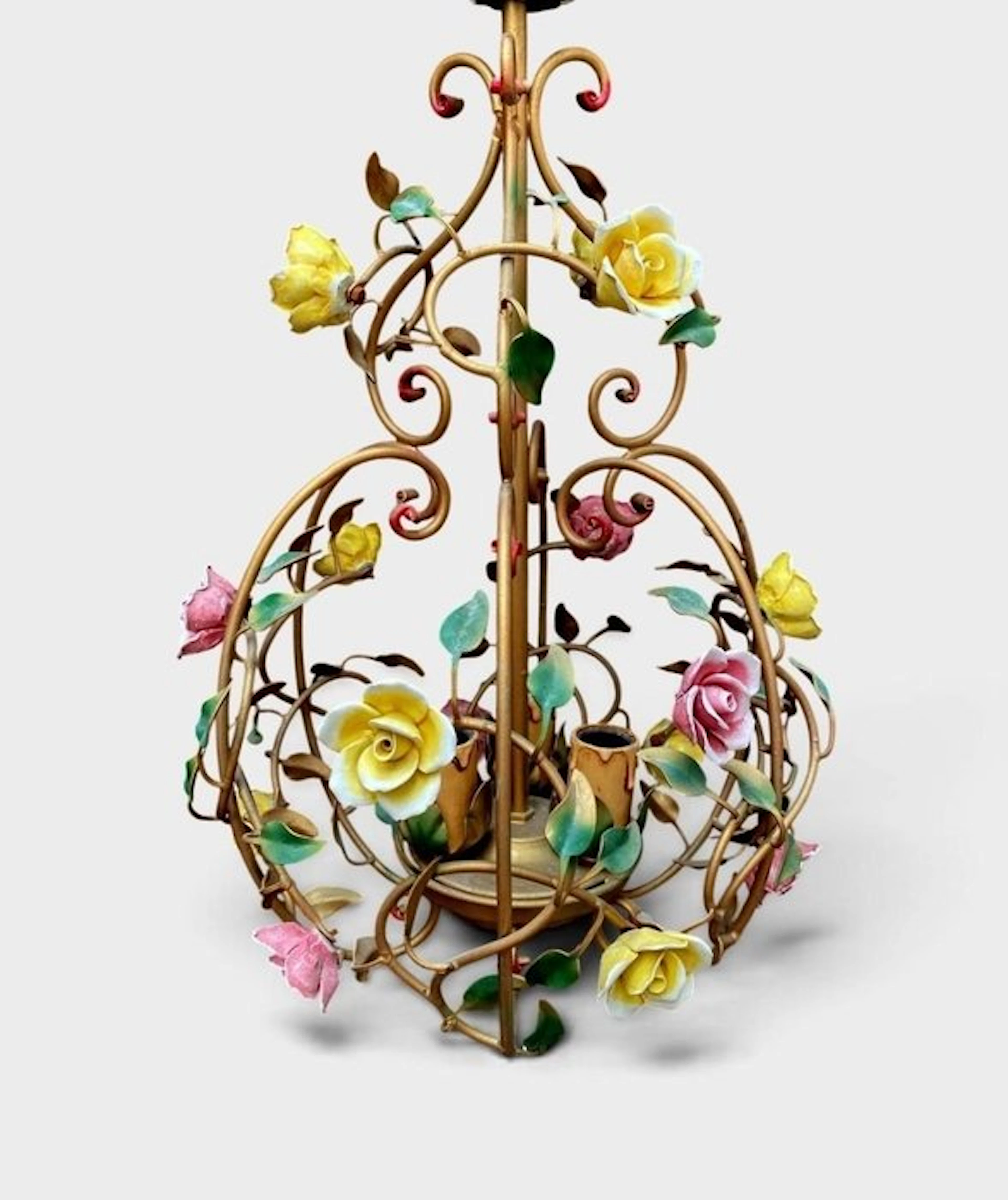 Chandelier - Capodimonte flowers, vintage elegance, 6 lights