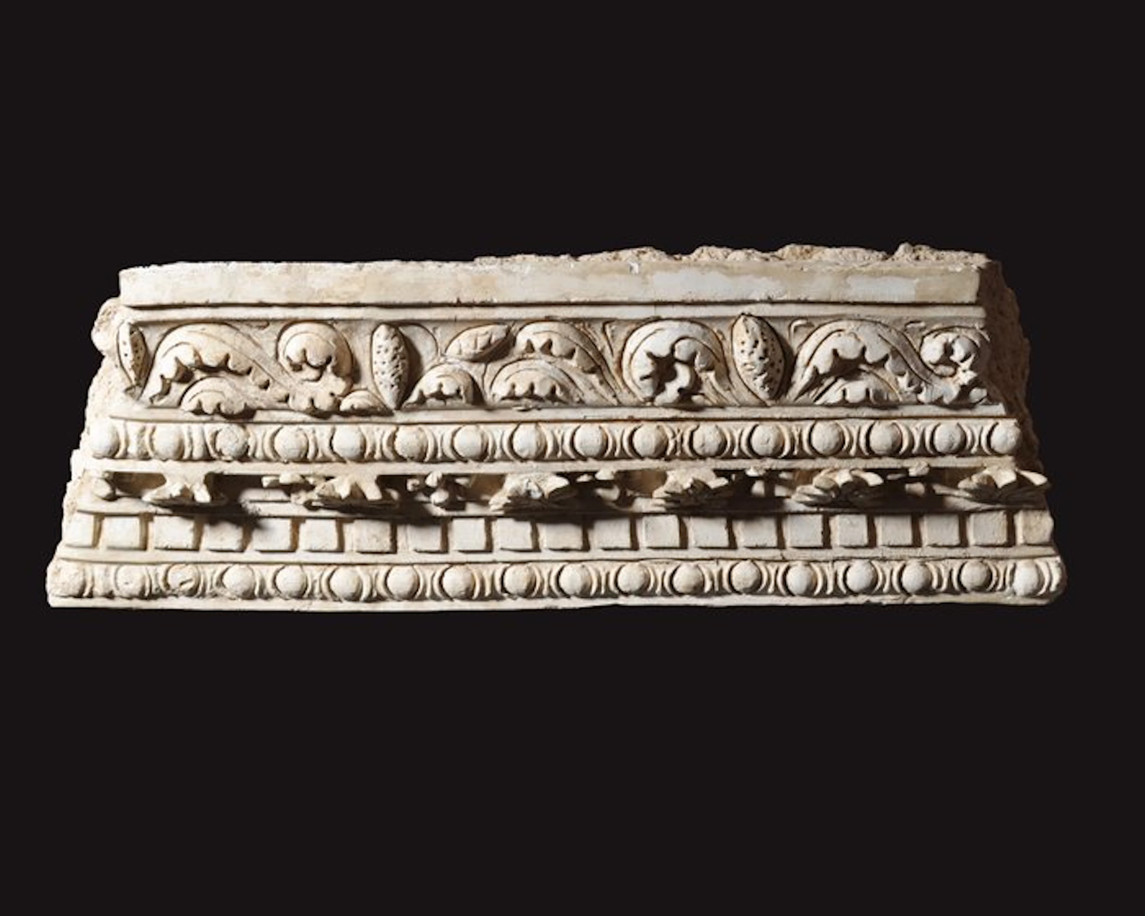 Ancient Roman Stucco Fragment of frieze. Spanish Import License - 24 cm