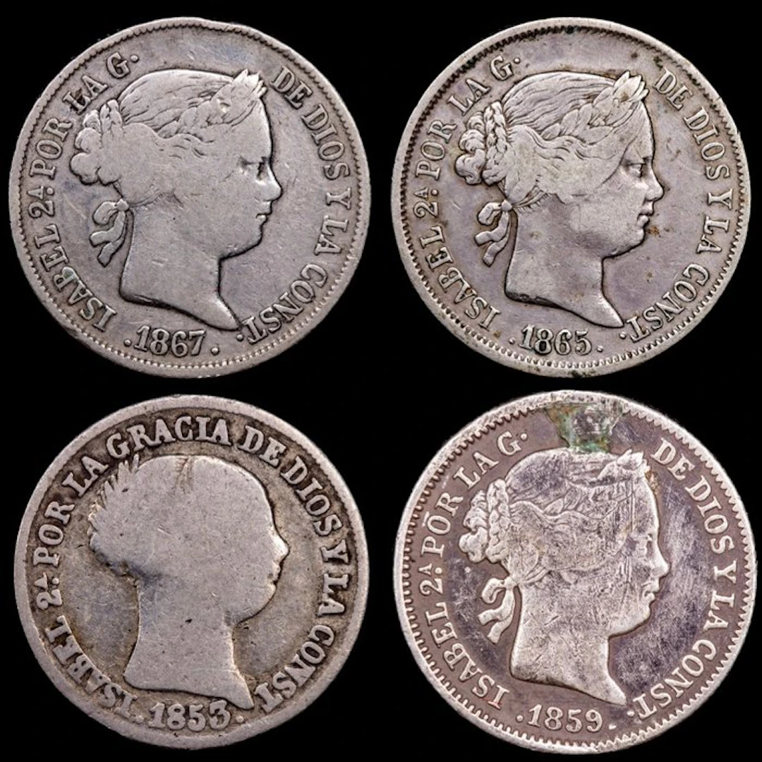 Spain. Isabel II. 1 Reale 1853 -1867 / Madrid (2 monedas) (No reserve price)