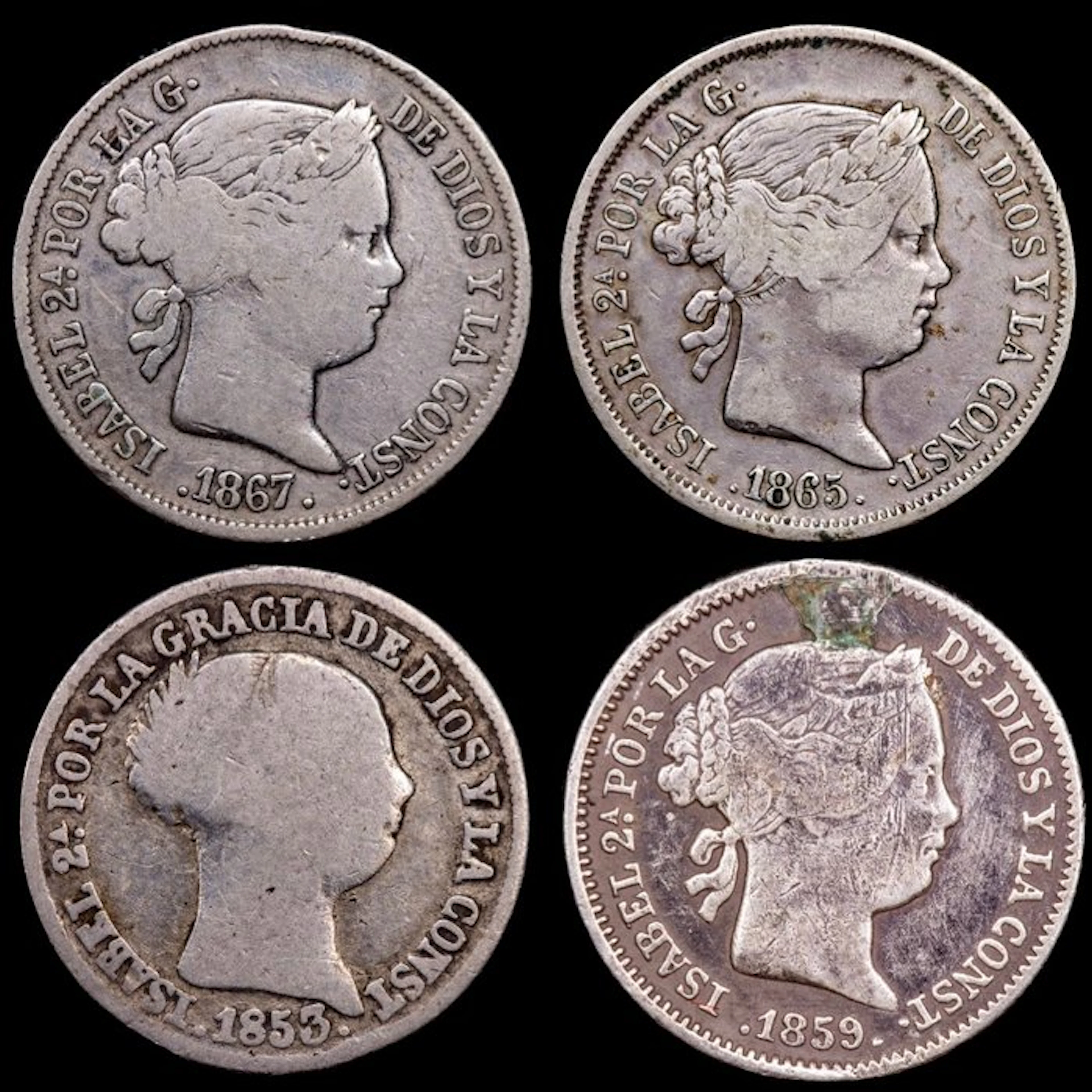 Spain. Isabel II. 1 Reale 1853 -1867 / Madrid (2 monedas) (No reserve price)
