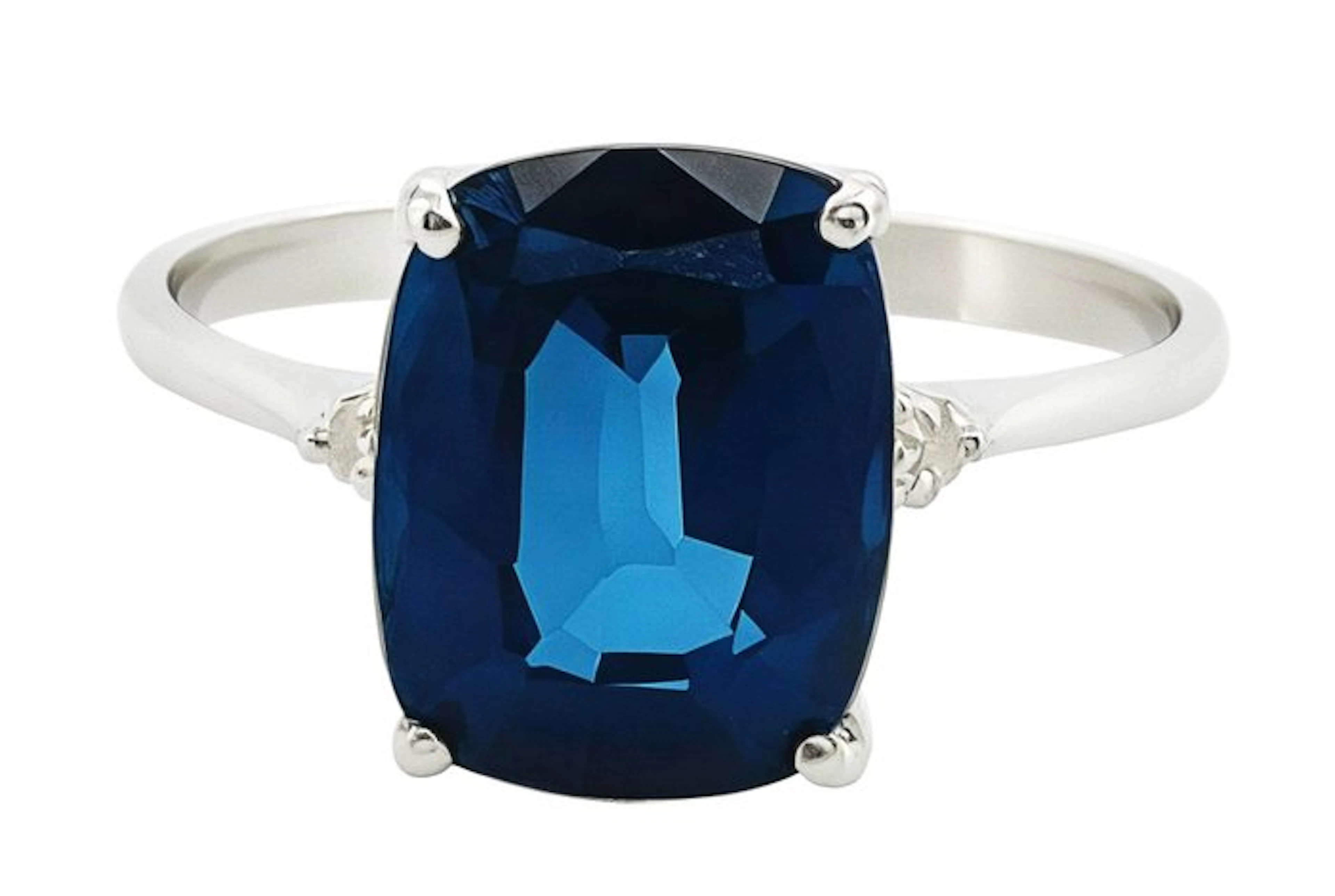 No reserve price - Ring - 14 kt. White gold Sapphire - Diamond