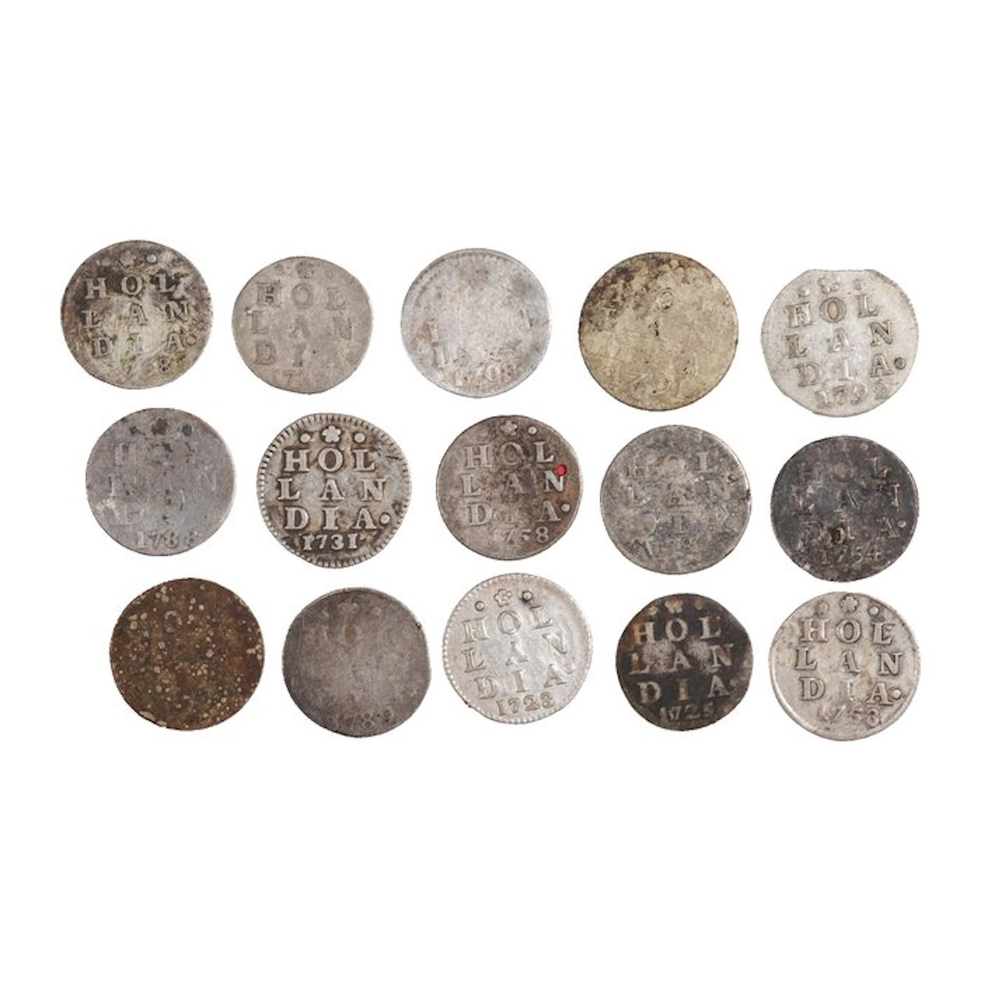 Netherlands. Lot of 15 Double Stuivers – 18th Century (No reserve price)