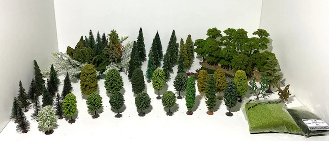 Heki H0 - Model train scenery (103) - Batch of trees and scenery products