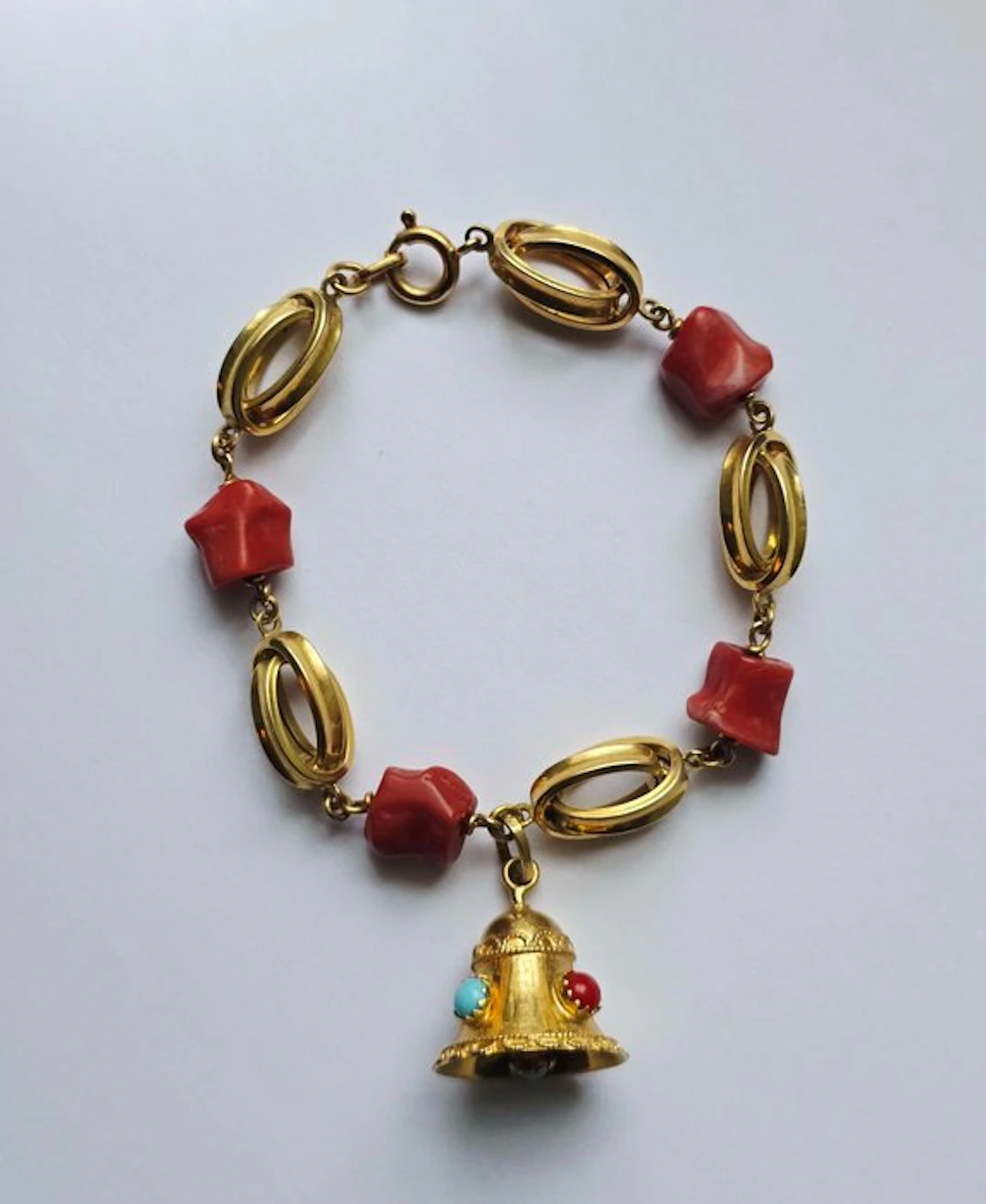 Bracelet - 18 kt. Yellow gold Coral - Coral - Gold red coral