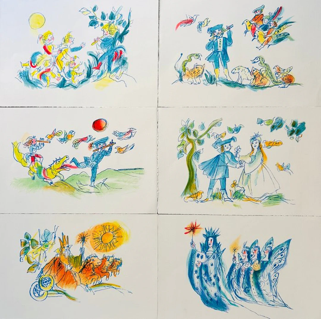 Emanuele Luzzati (1921-2007) - Il flauto magico - 6 Lithographies originales