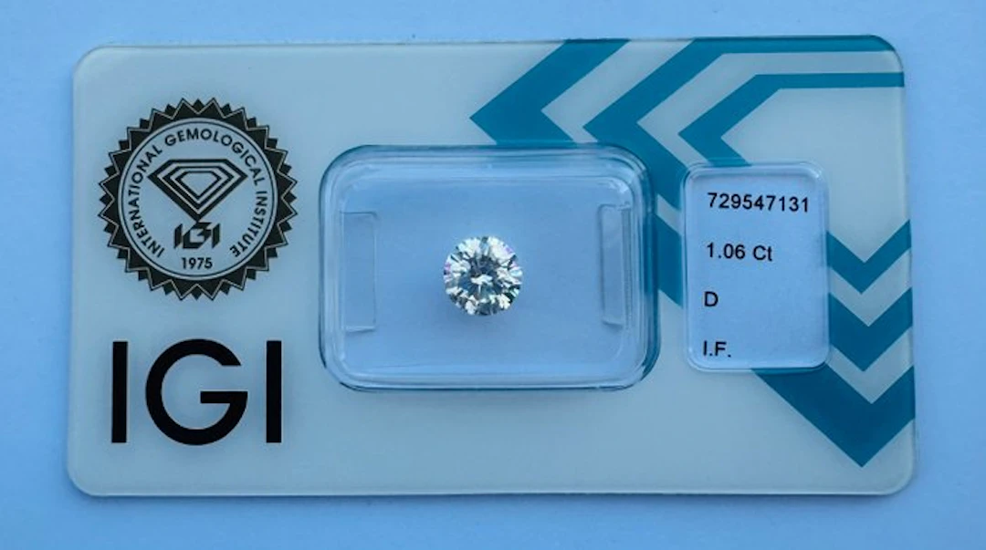 1 pcs Diamond (Natural) - 1.06 ct - Round - D...