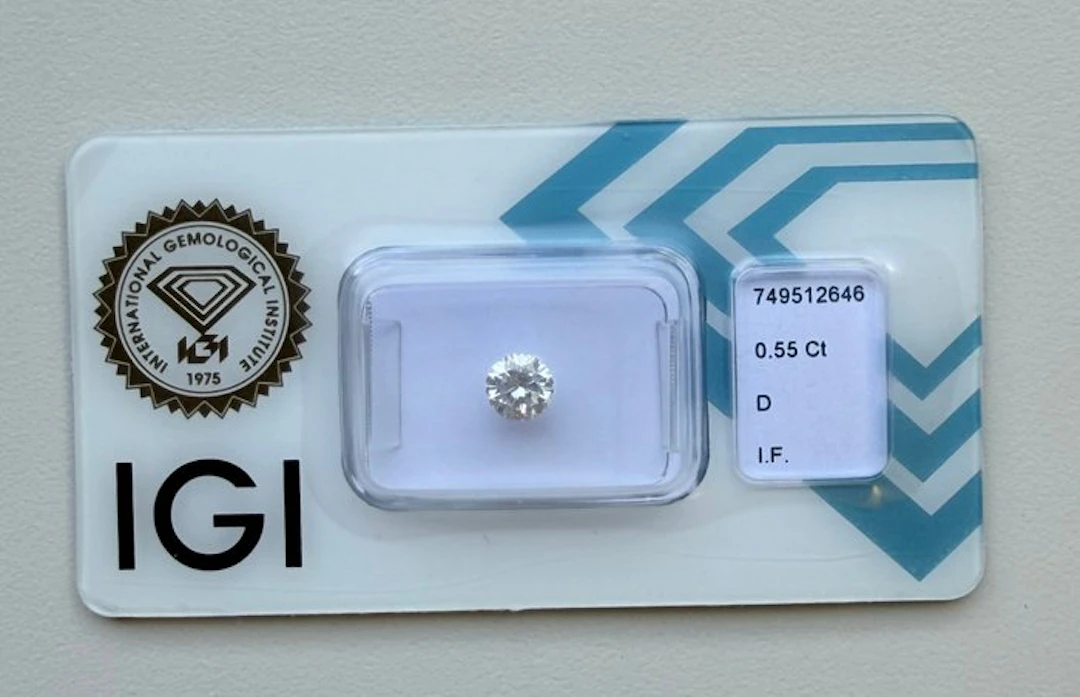 1 pcs Diamond (Natural) - 0.55 ct - Round - D...