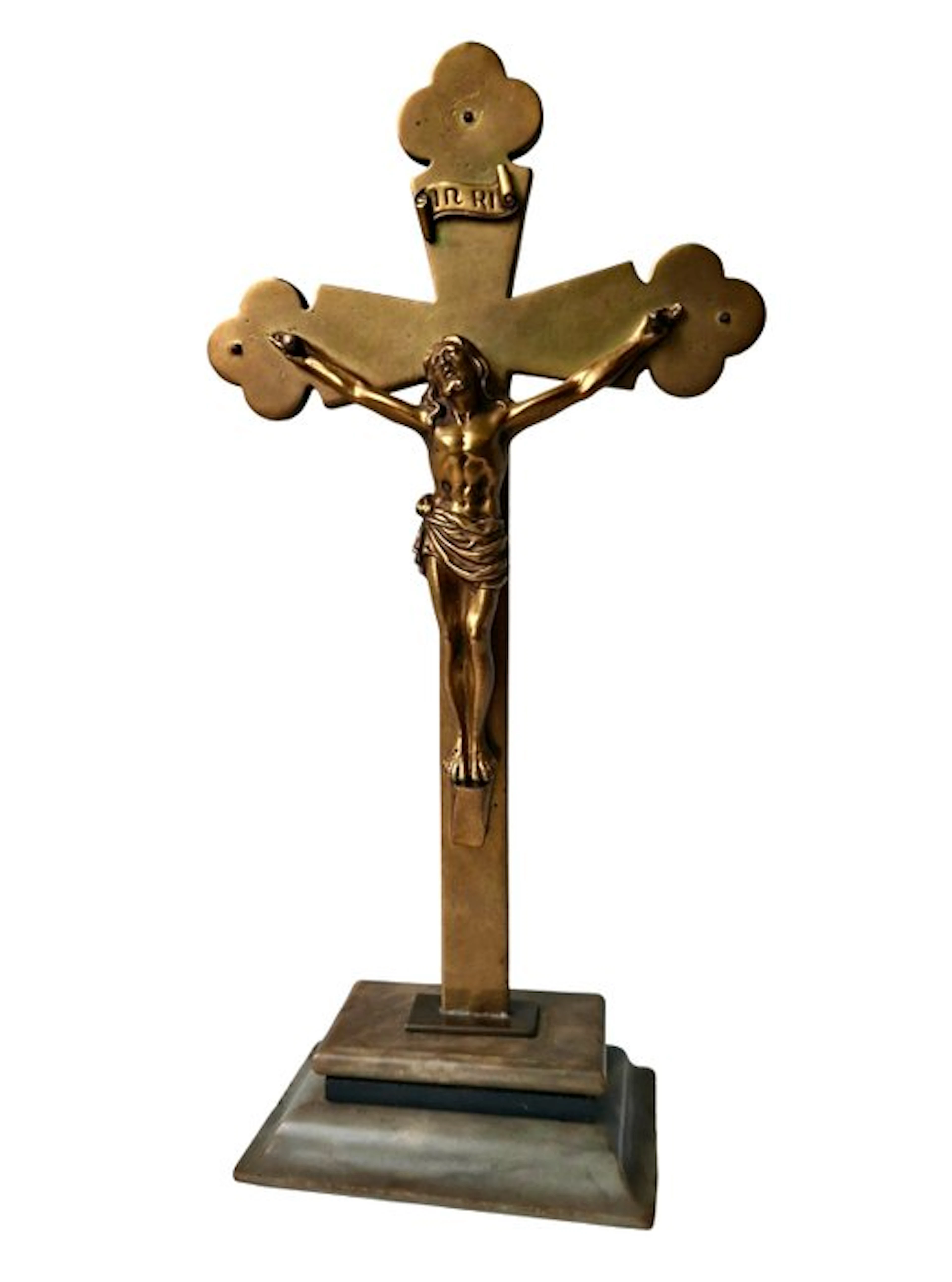 Large Antique Altar Cross – Solid Brass Corpus Christi...