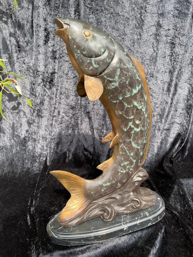Sculpture, koi - 45 cm high - 45 cm - Cold painted bronze, Patinated bronze
