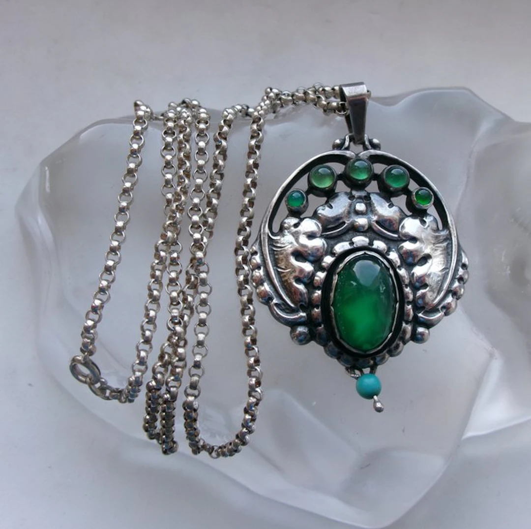 Silver, Chrysoprase - Necklace with pendant - Rasmus Björn Halvordersen