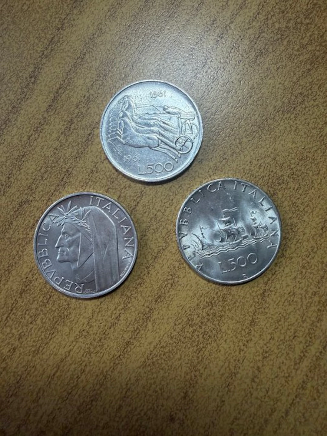 Italy, Republic 500 Lire Caravelle / Dante / Centenario...