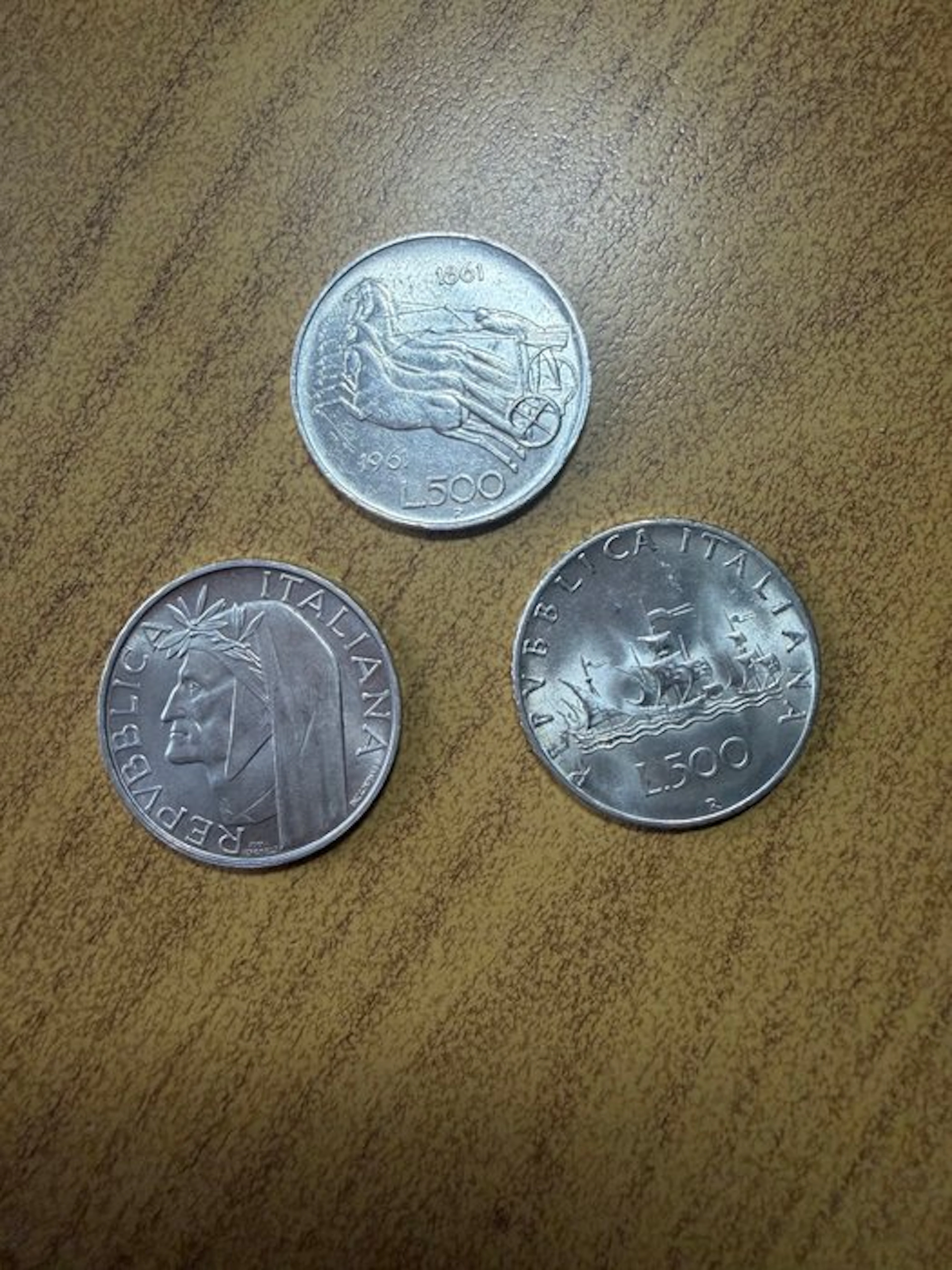 Italy, Republic 500 Lire Caravelle / Dante / Centenario...