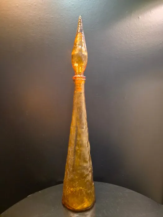 Decanter - Mid-Century Modern Amber Glass "Genie Bottle"...