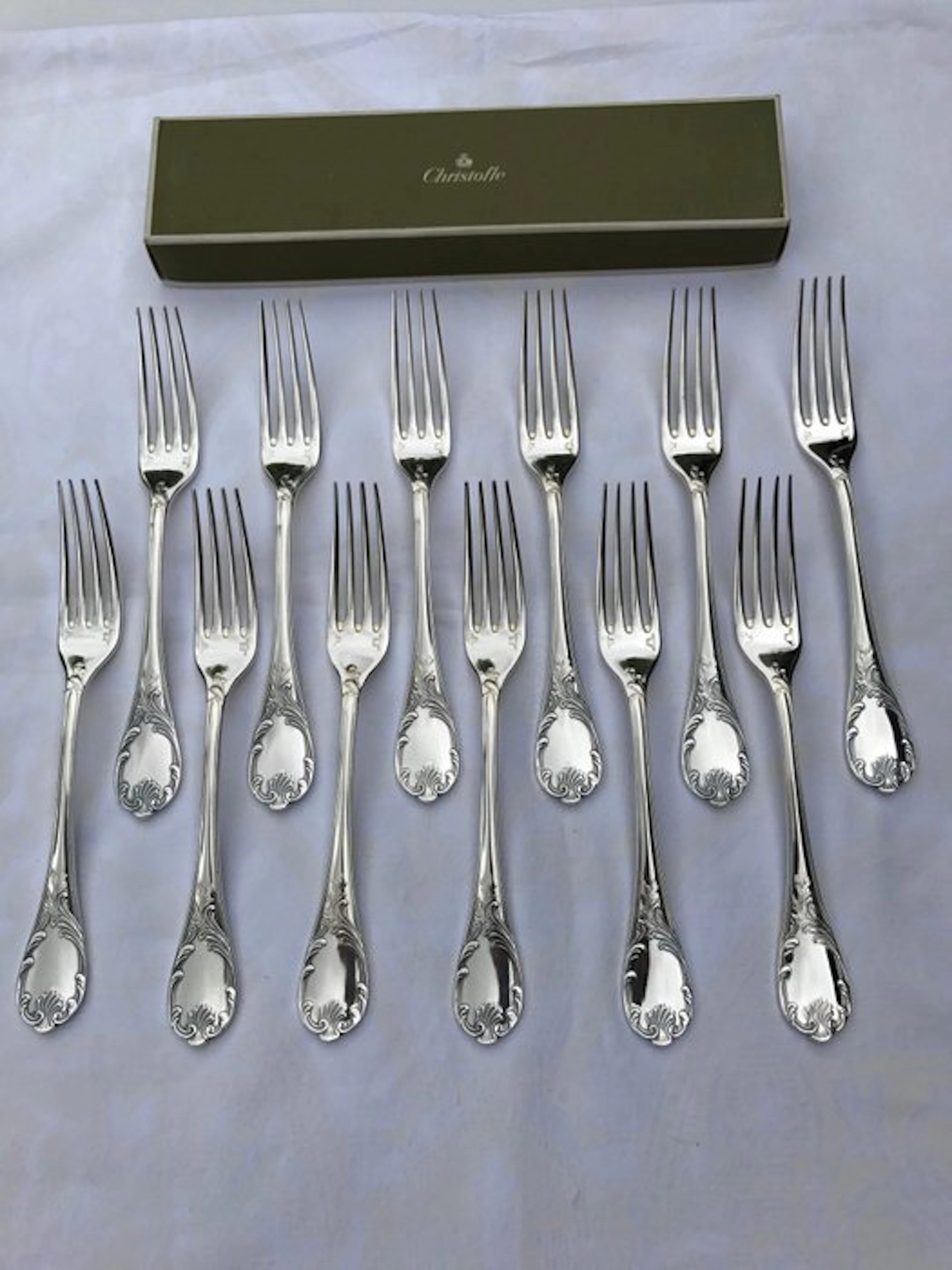Christofle - Fork - Set of 12 Marly dinner forks. - silvered metal