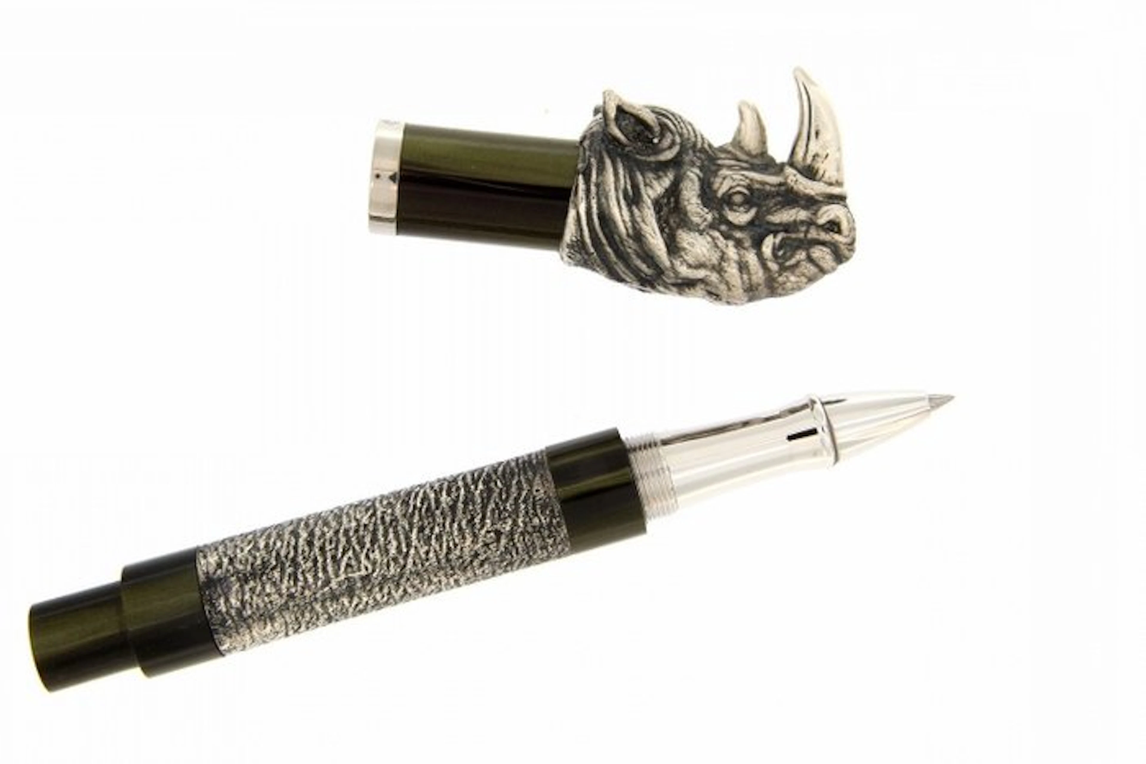 Urso - Roller ball Rhinoceros in sterling silver and...