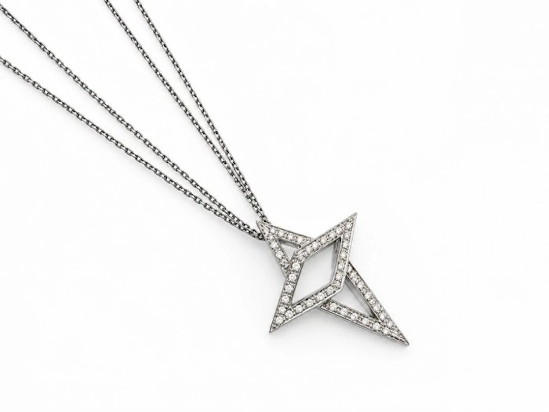 Necklace with pendant - 18 kt. White gold - 0.35ct. tw. Diamond (Natural)