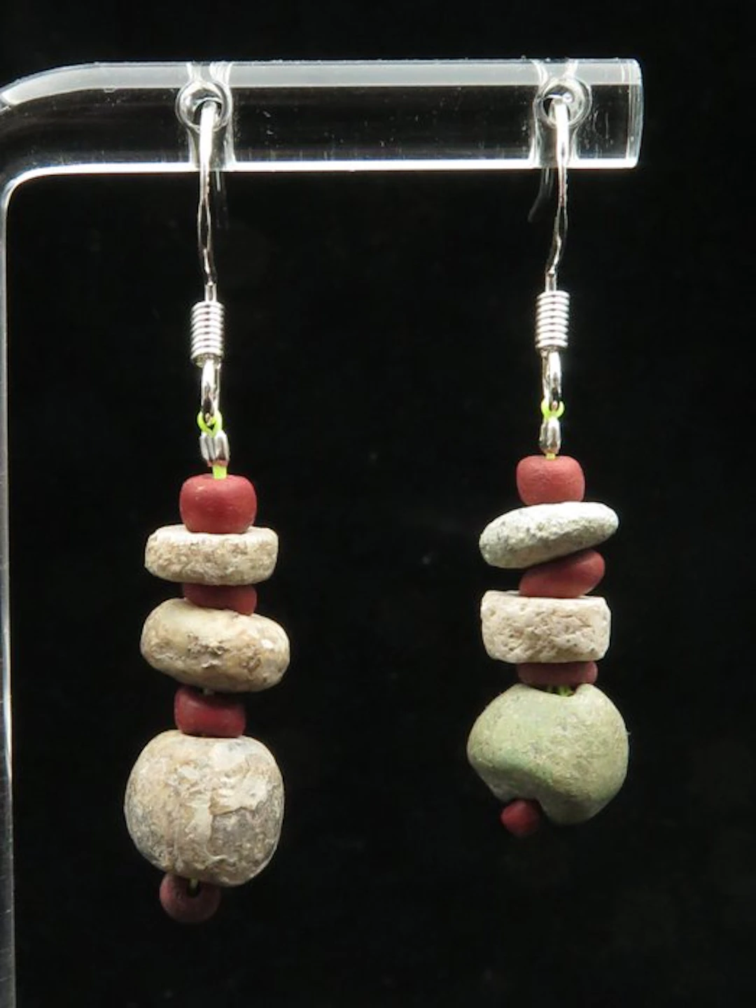 Ancient Roman Earrings made of Stone and Glass beads - 4.5 cm (No