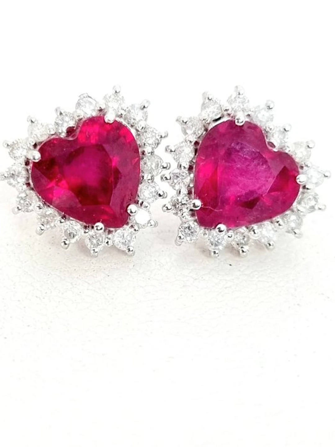 Earrings - 18 kt. White gold Ruby - Diamond