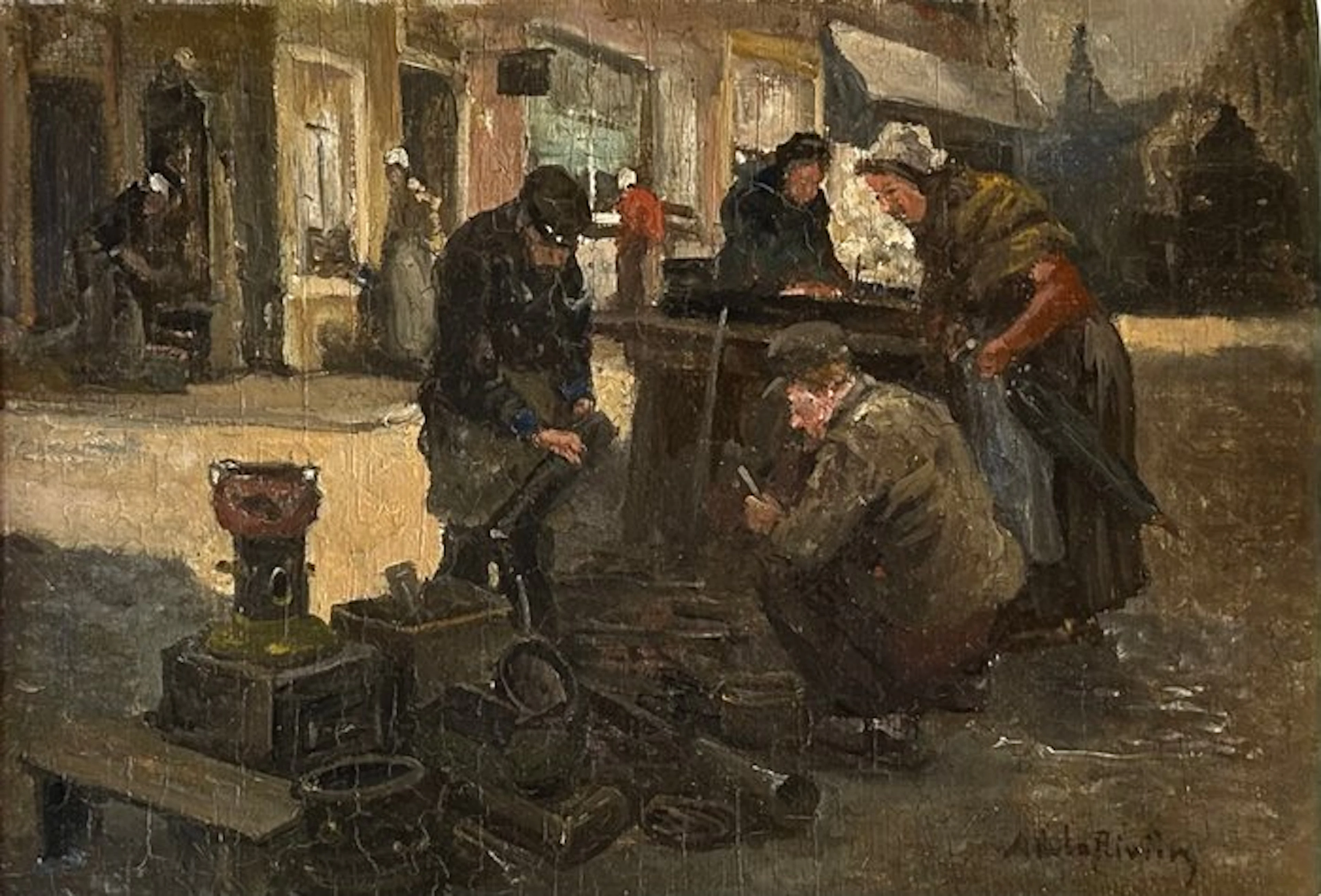 Adriaan Philippus La Riviere (1857-1941) - Markttafereel in Rotterdam (1900)