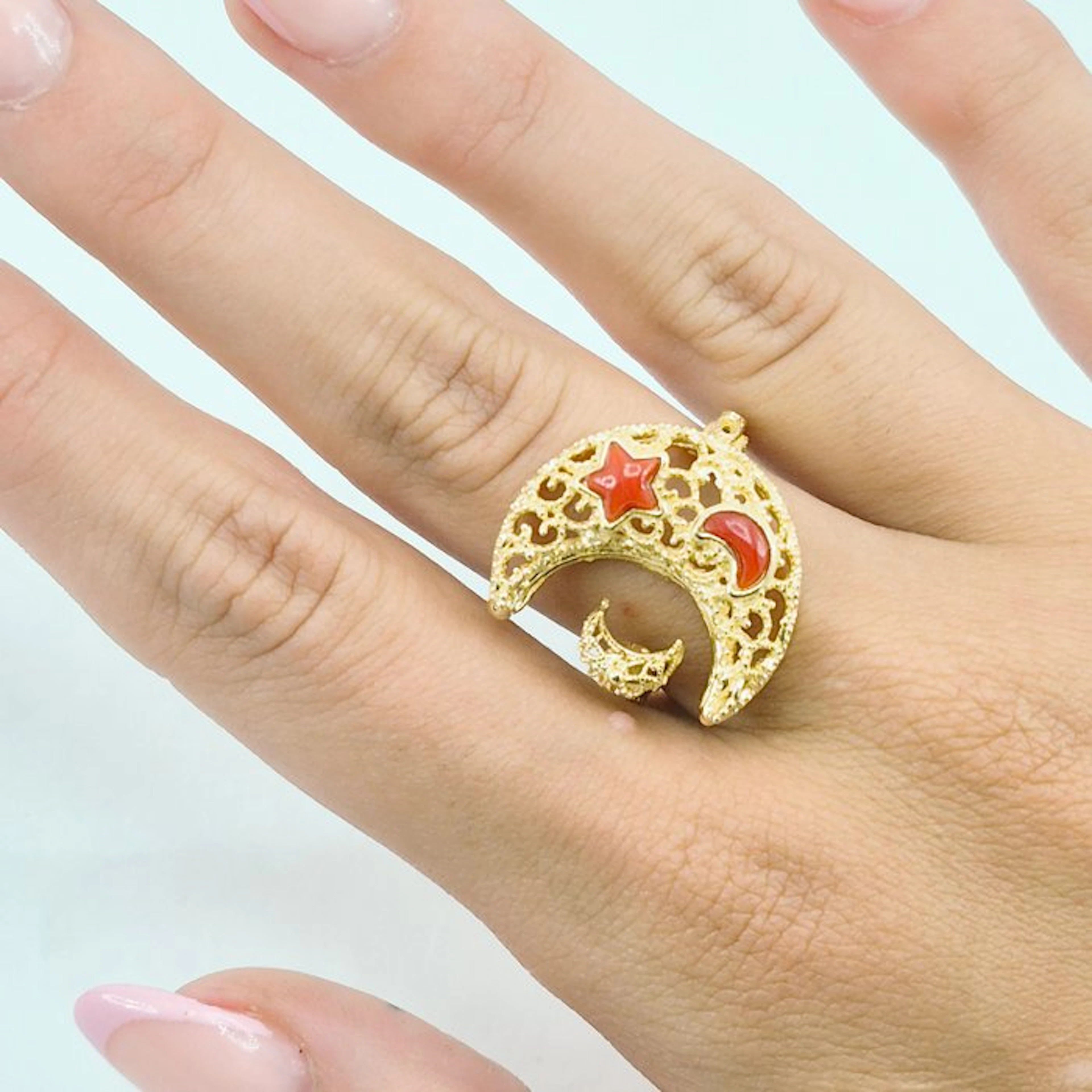 Coral - Silver, Gold-plated - Ring - CORALLO MEDITERRANEO