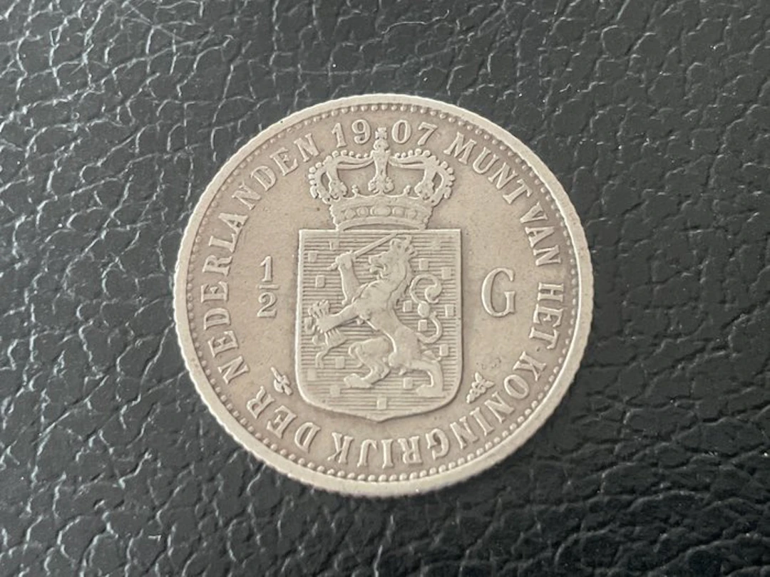 Netherlands. Wilhelmina. 1/2 Gulden 1907 (No reserve price)