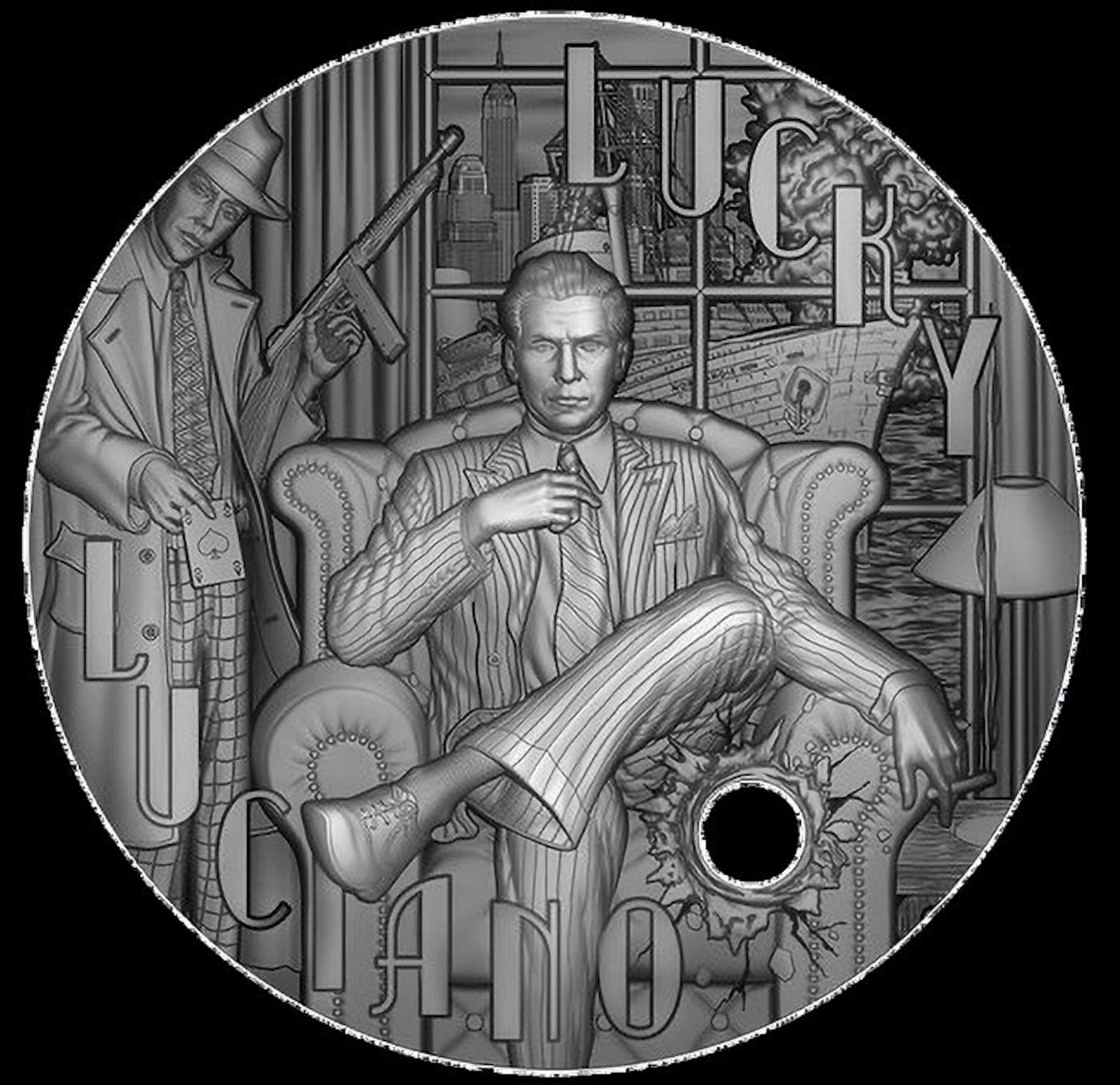 Niue. 5 Dollars 2024 Lucky Luciano the Gangster 2 Oz, (.999)