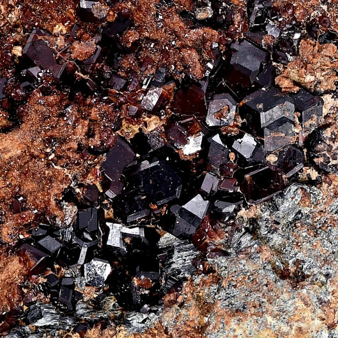 High quality deep red Hessonite Garnet and Clinochlore...