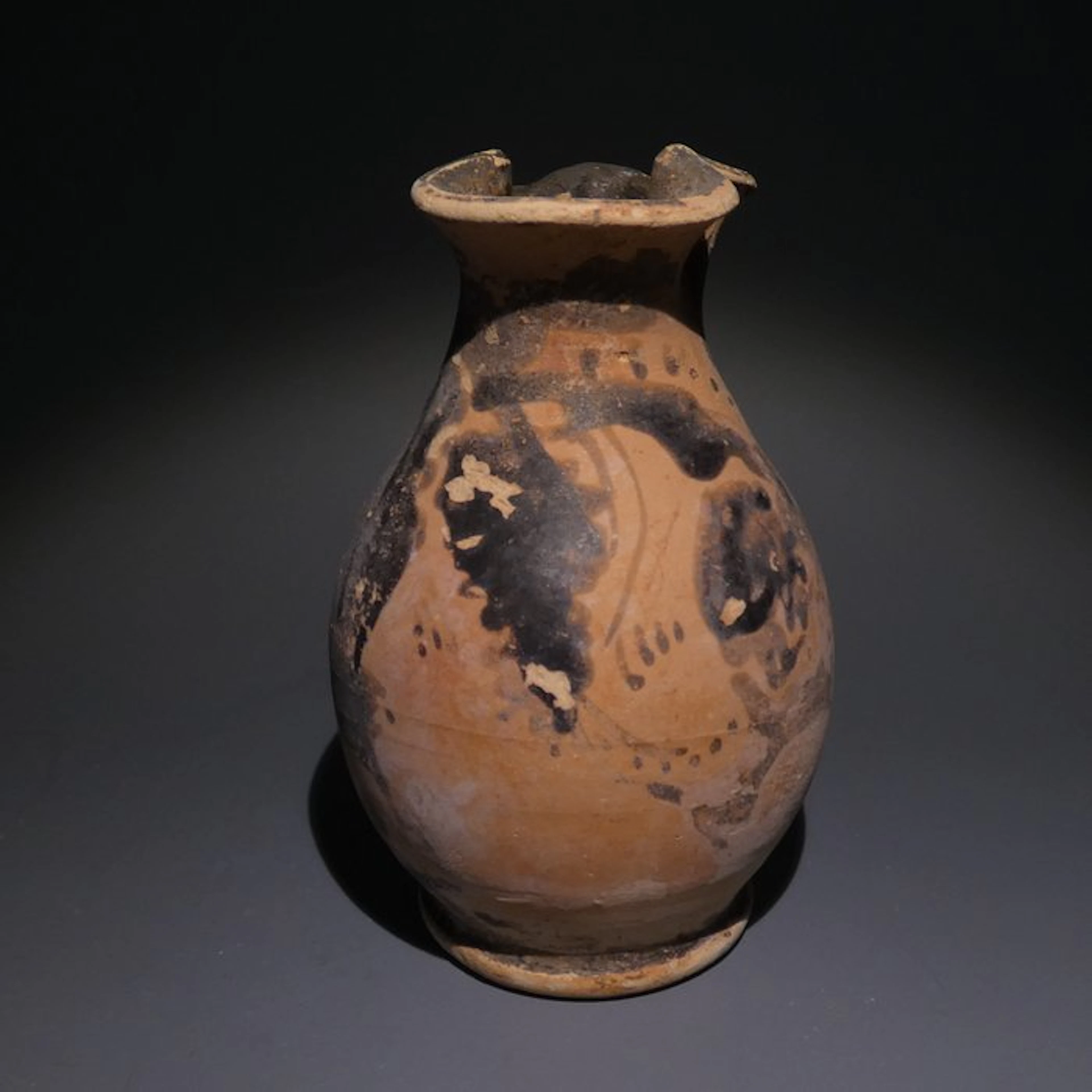 Ancient Greek, Magna Graecia Pottery Oinochoe. 10,5 cm L. Apulia