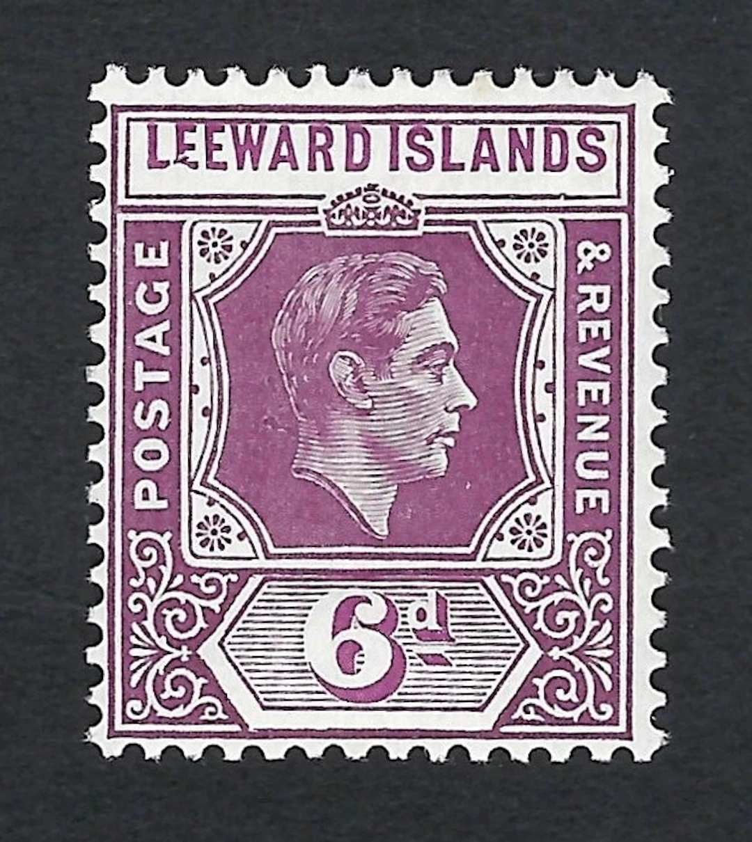 Leeward Islands 1938 - King George VI 6d variety " Broken on the first E " - N