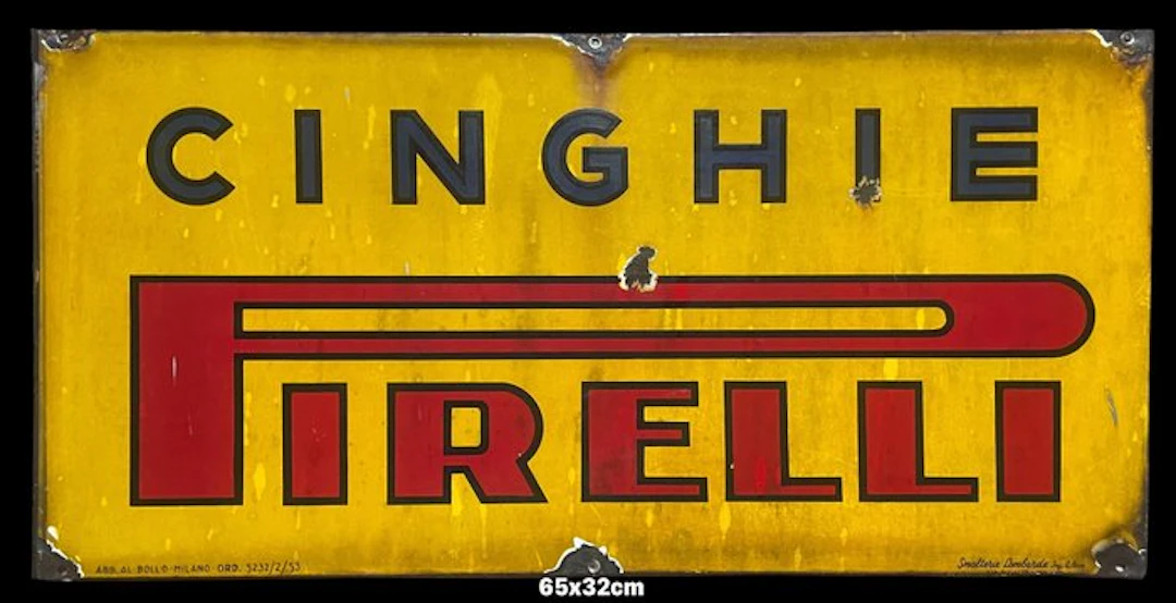 Pirelli - Pirelli belts - Enamel sign - Enamel