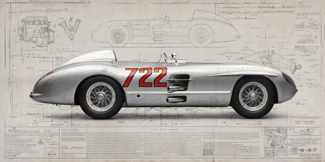 Artxlife - Stirling Moss Mercedes 300 SLR Drawings