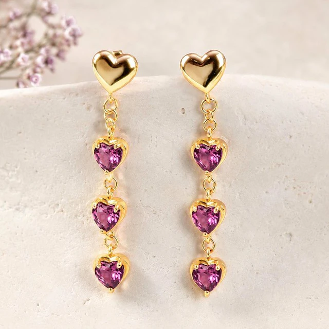 No reserve price - Earrings Silver - Garnet - Certified