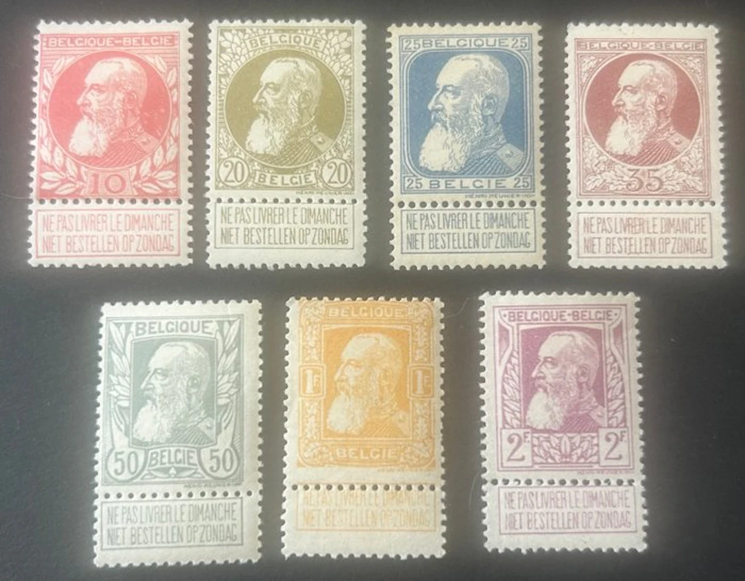 Belgium 1905 - Leopold II Grove Baard - Complete Series - OBP/COB 74/80