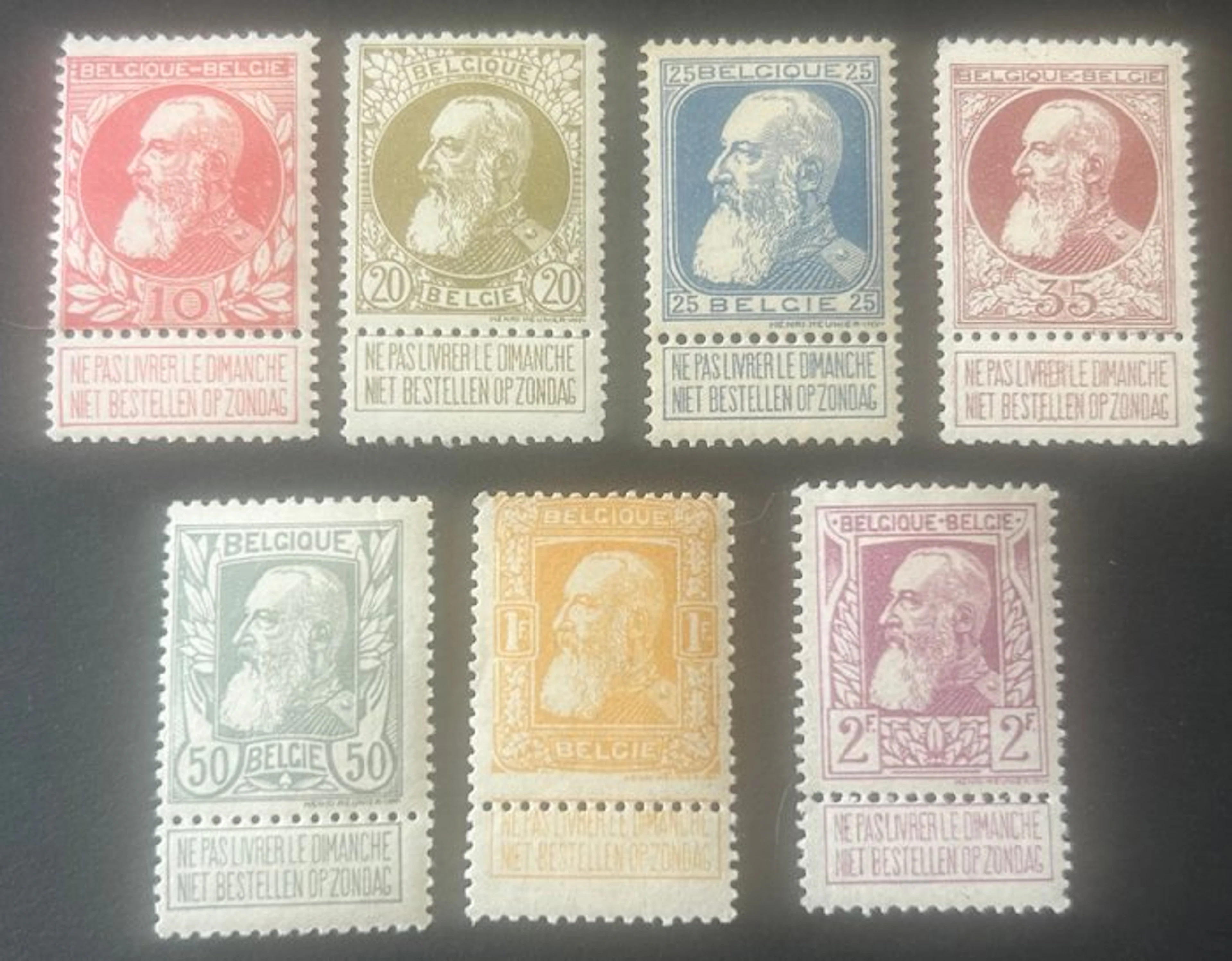 Belgium 1905 - Leopold II Grove Baard - Complete Series - OBP/COB 74/80
