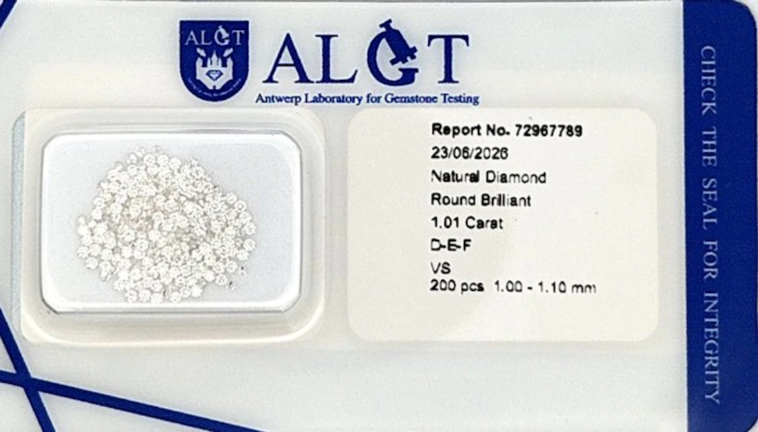 200 pcs Diamond (Natural) - 1.01 ct - Round - F