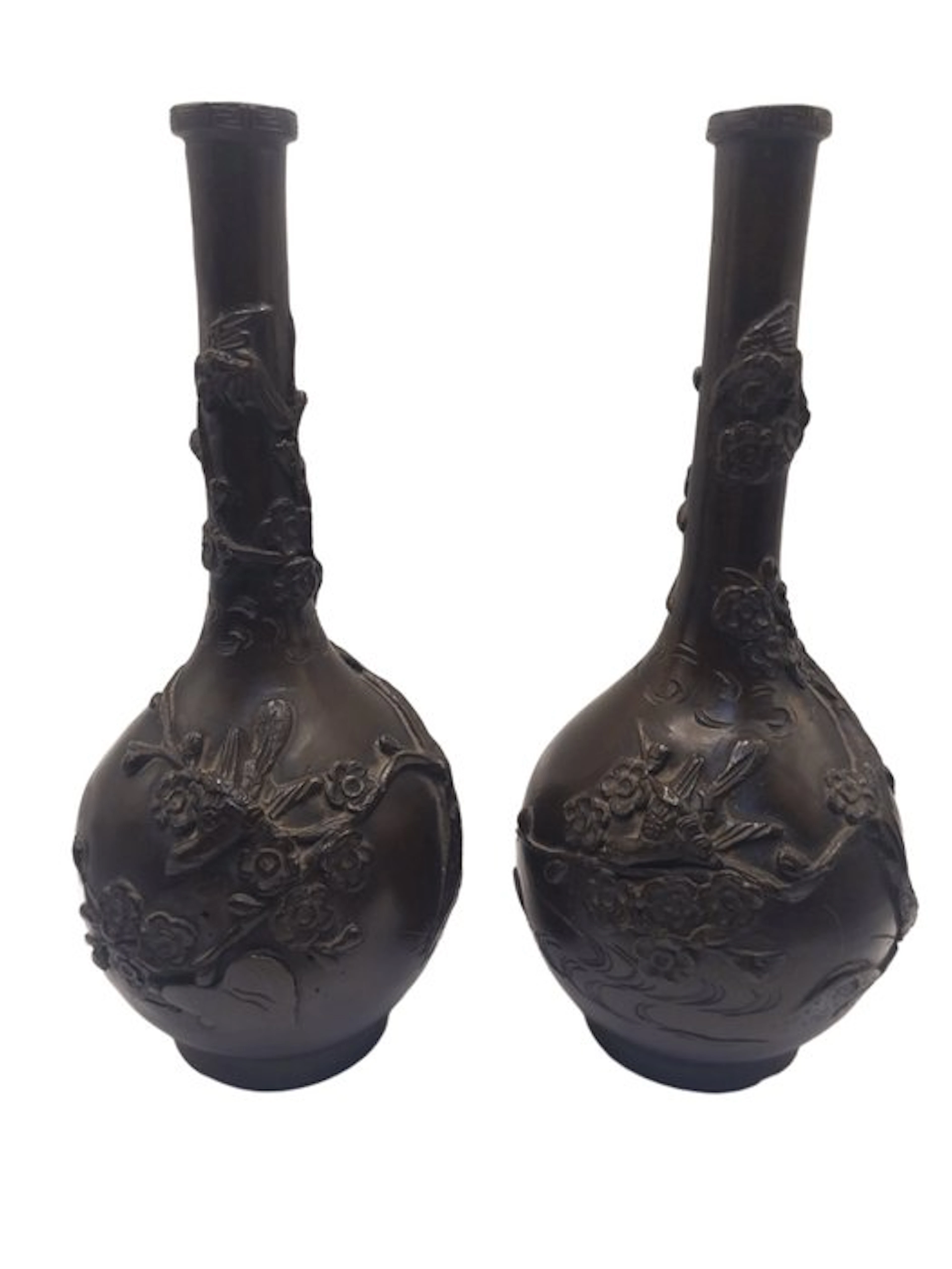 Soliflore vases in Japanese bronze. - Bronze - Meiji period (1868-1912)