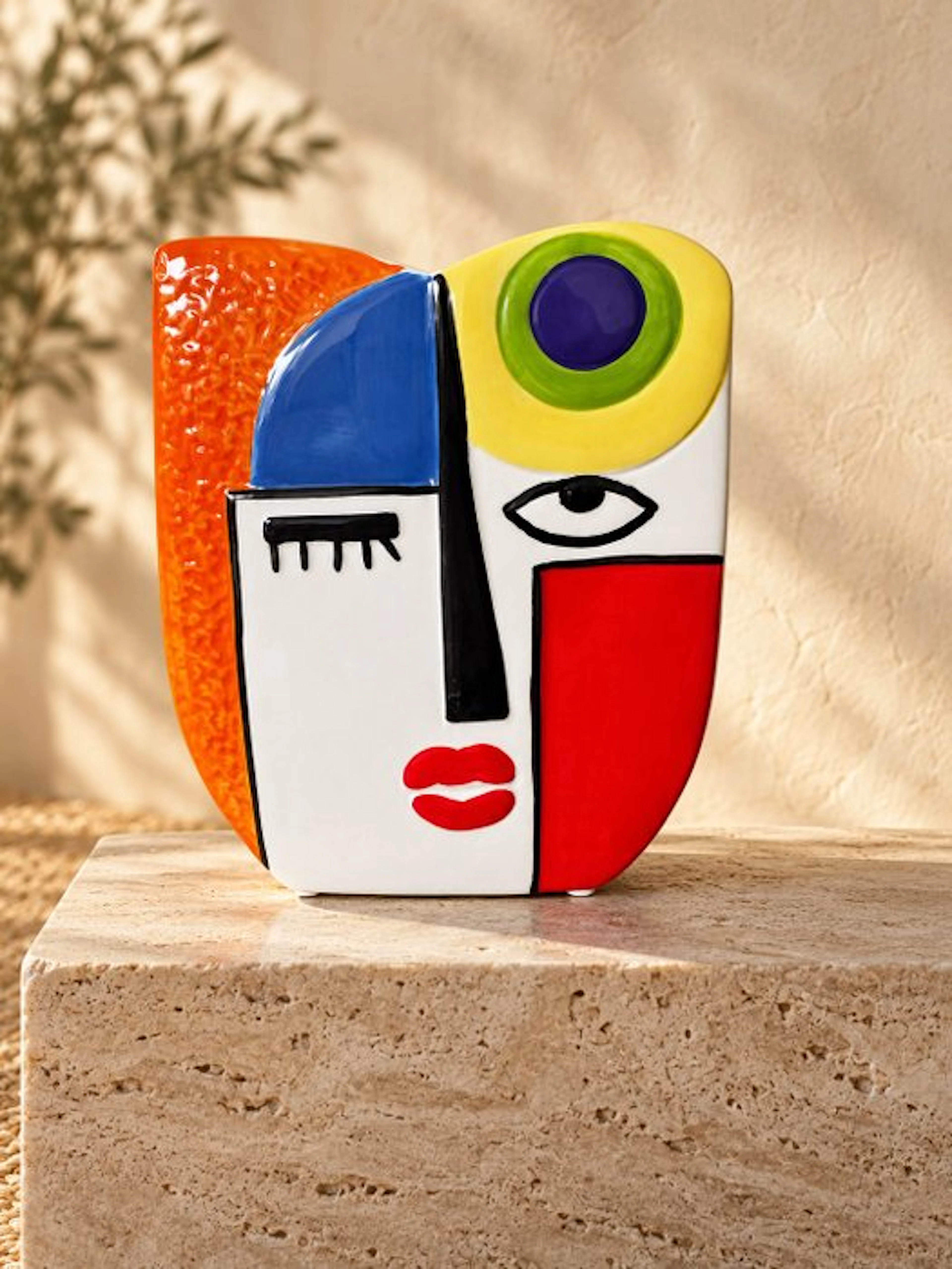 Vase - Hand-painted ceramic design vase – abstract face – modern art - Ceramic