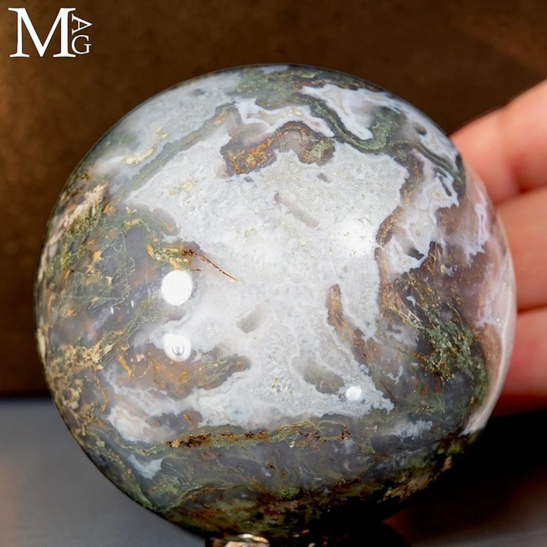 Vivid Green Dendritic Moss Agate Natural Miniature...