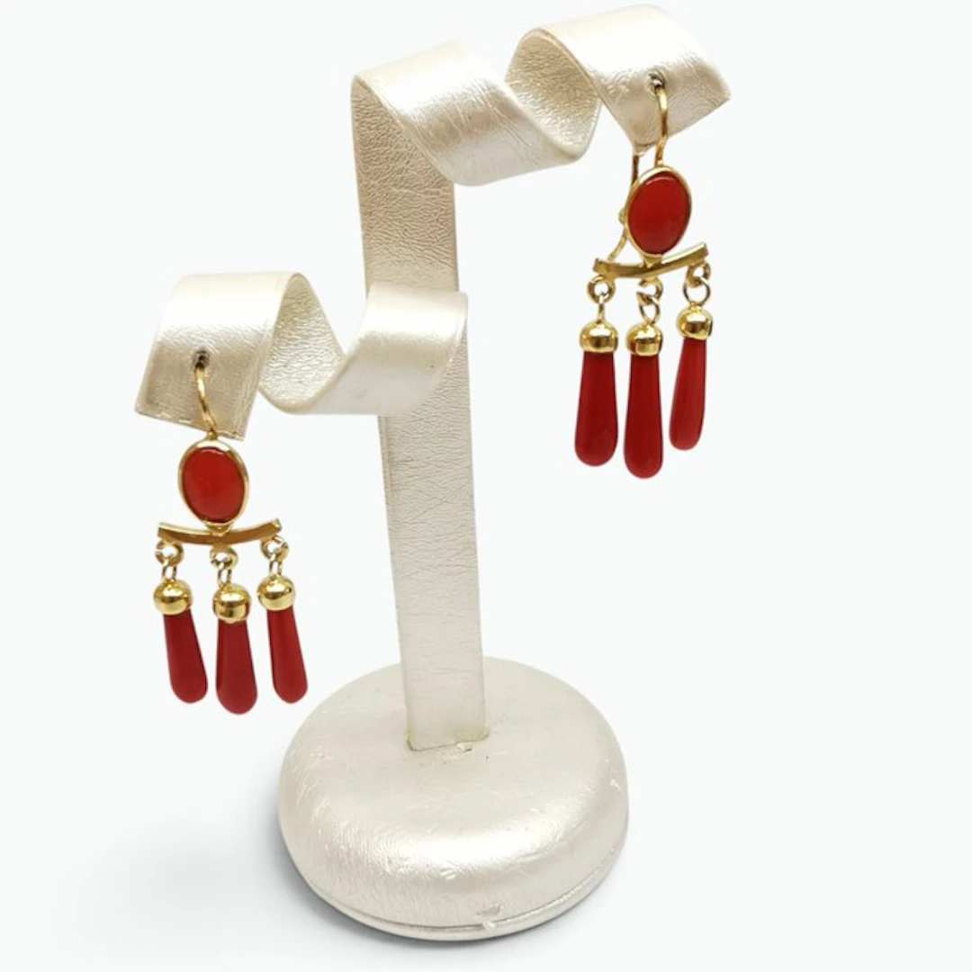 Coral - Sterling Silver 925 - Earrings - Italian craftsmanship