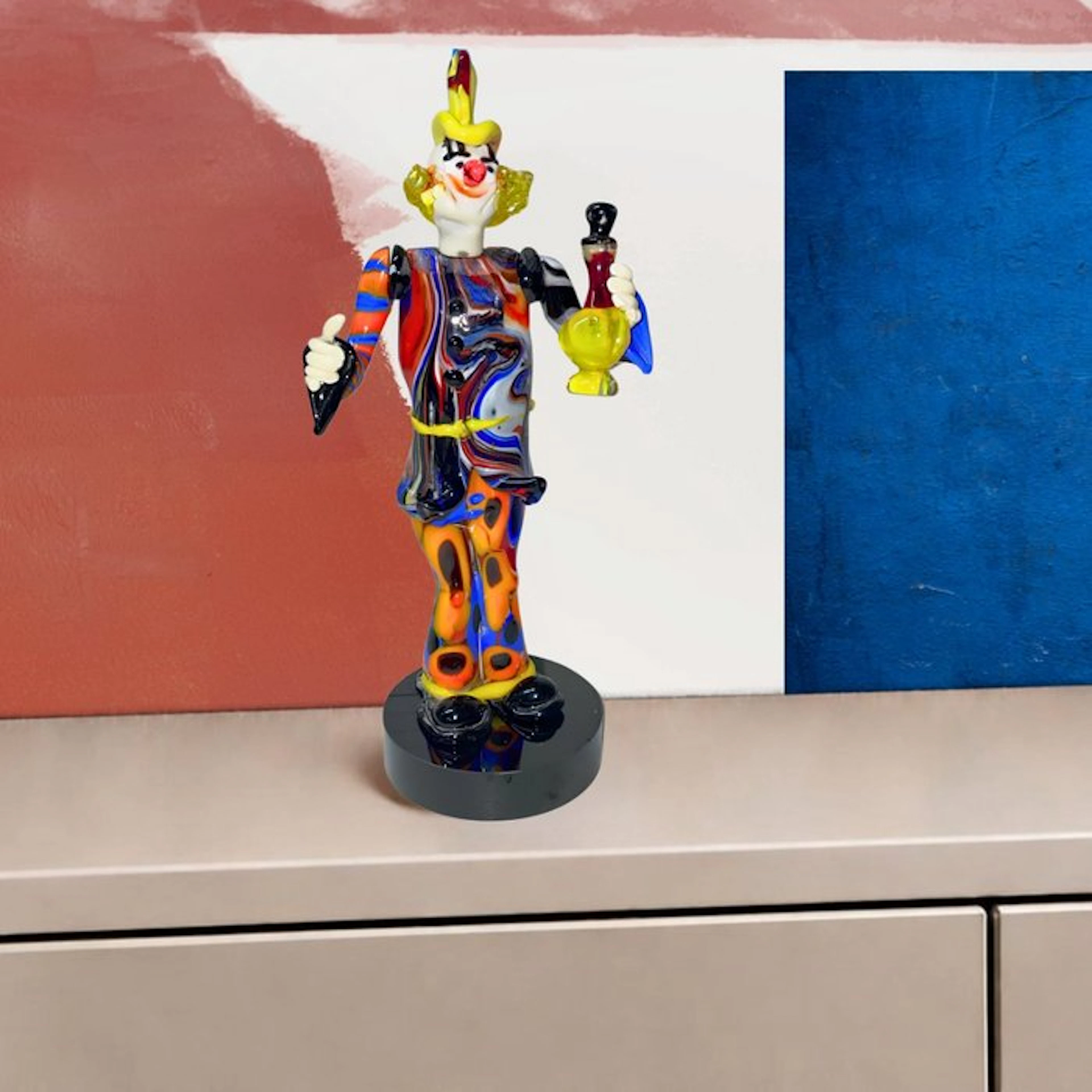 Tagliapietra - Sculpture, Pagliaccio con fiasca - 26 cm - Murano glass - 2026