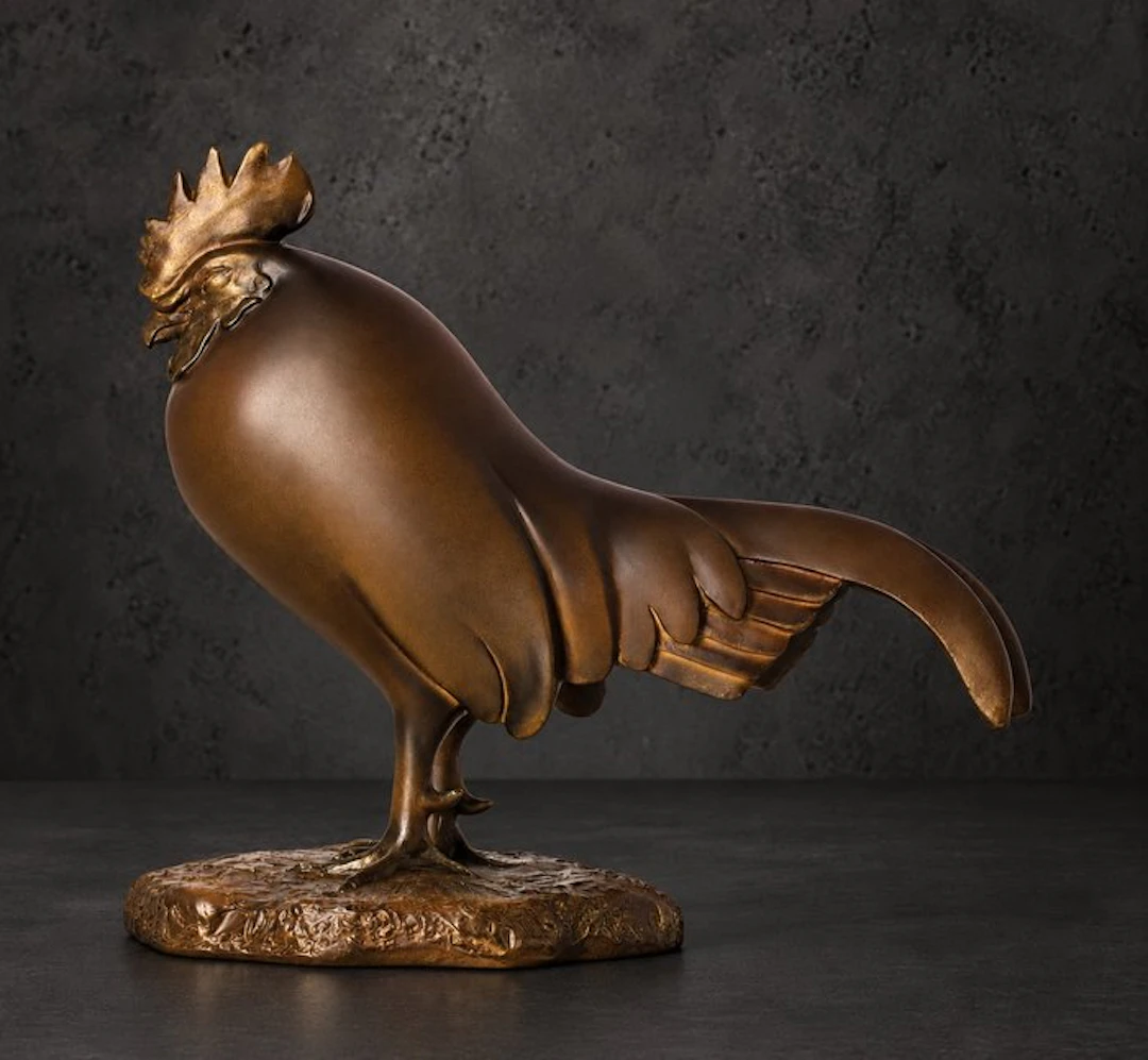 Figurine - Mooie haan, bronskleurig - Resin