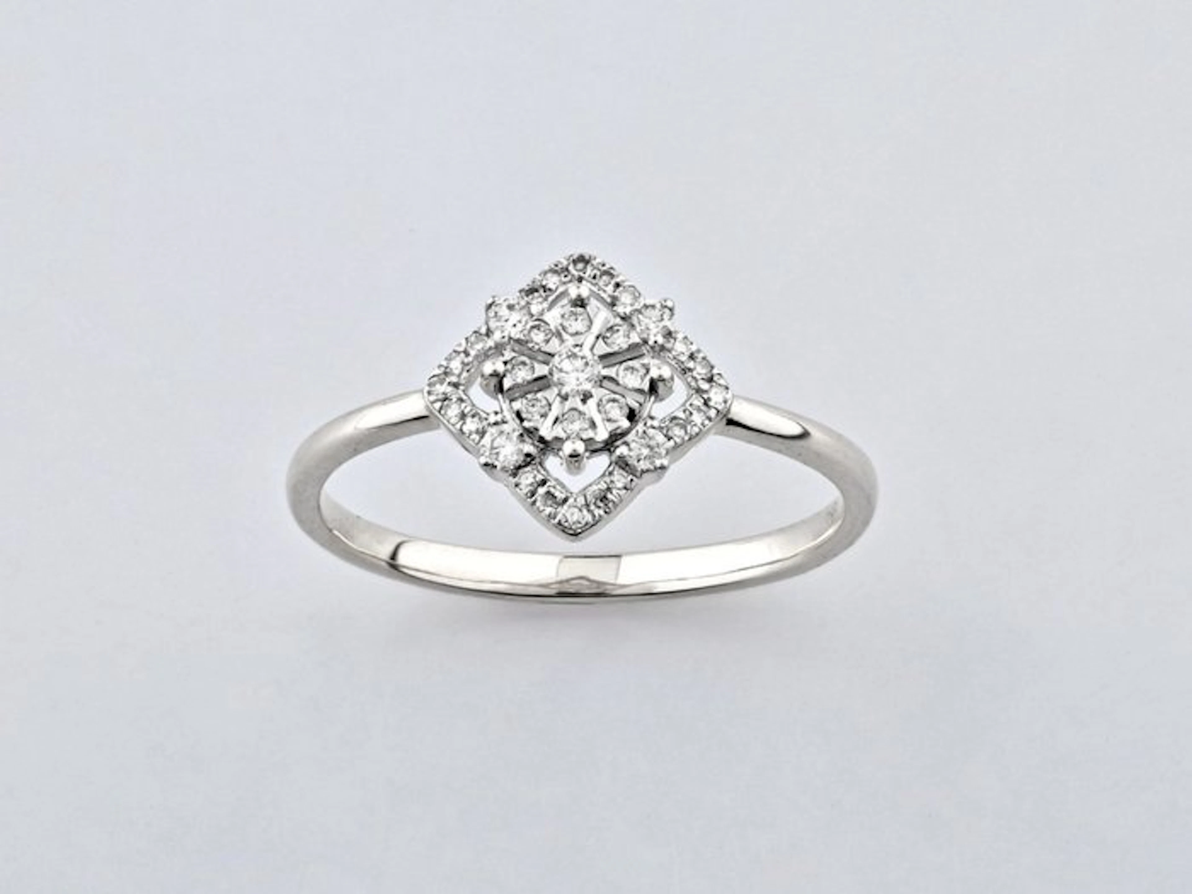 Ring - 14 kt. White gold - 0.15ct. tw. Diamond (Natural)
