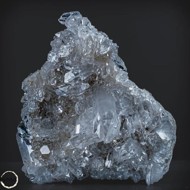 Natural acicular quartz crystal formation with...